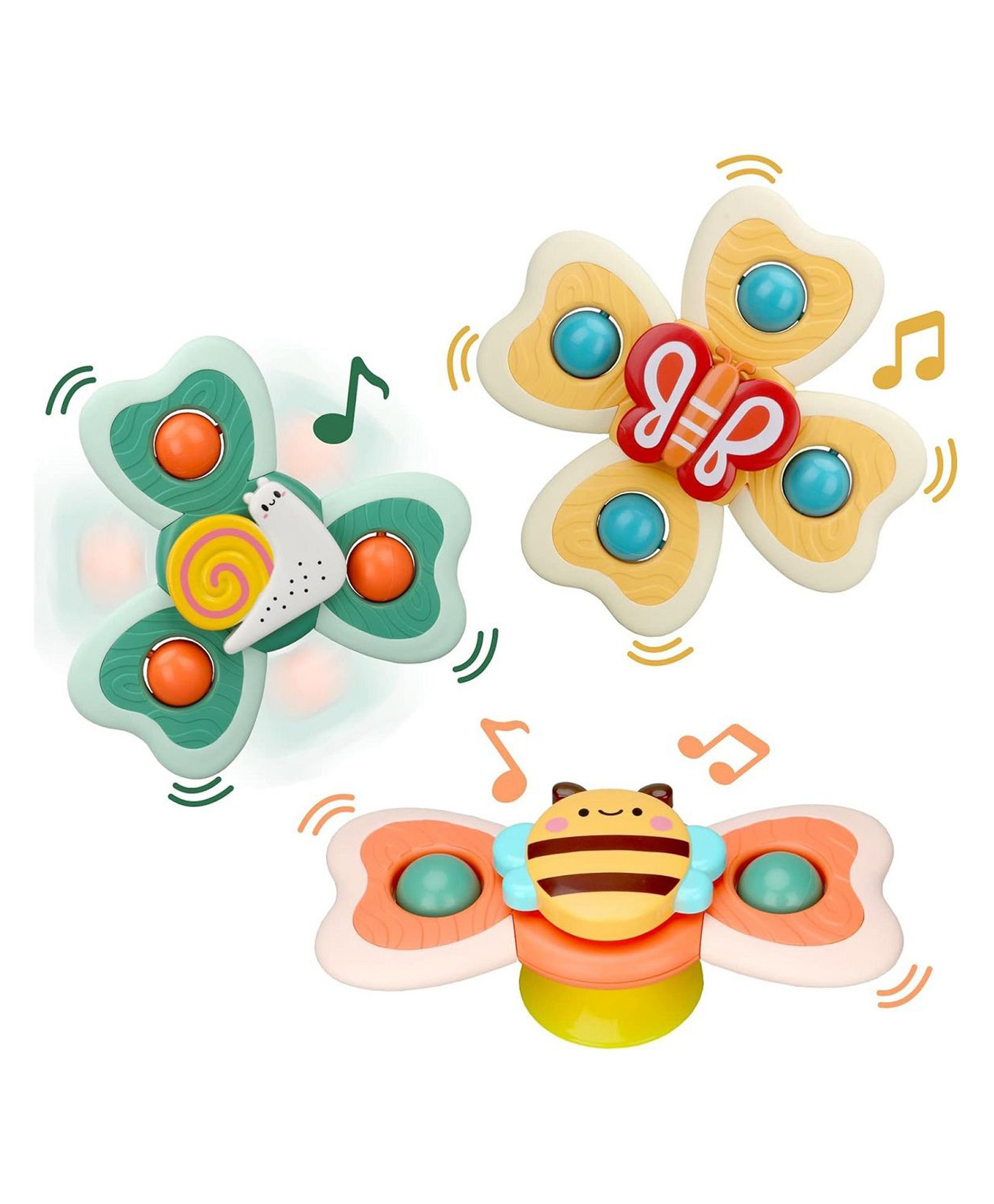 VELLIQUE Baby Spinner Bath Time Fun and Development Toy for kids Pack of 3 - (Random Design/ Color)-image-27