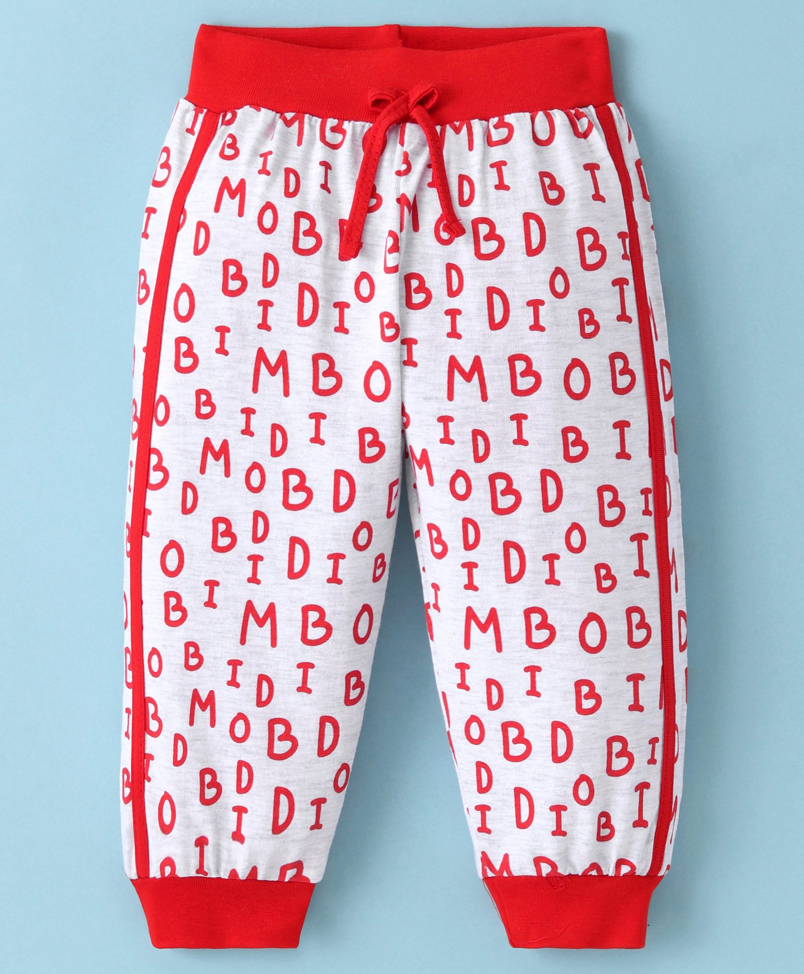 Mini Taurus Cotton Knit Full Length with Alphabet Print - Red & White-picture-2