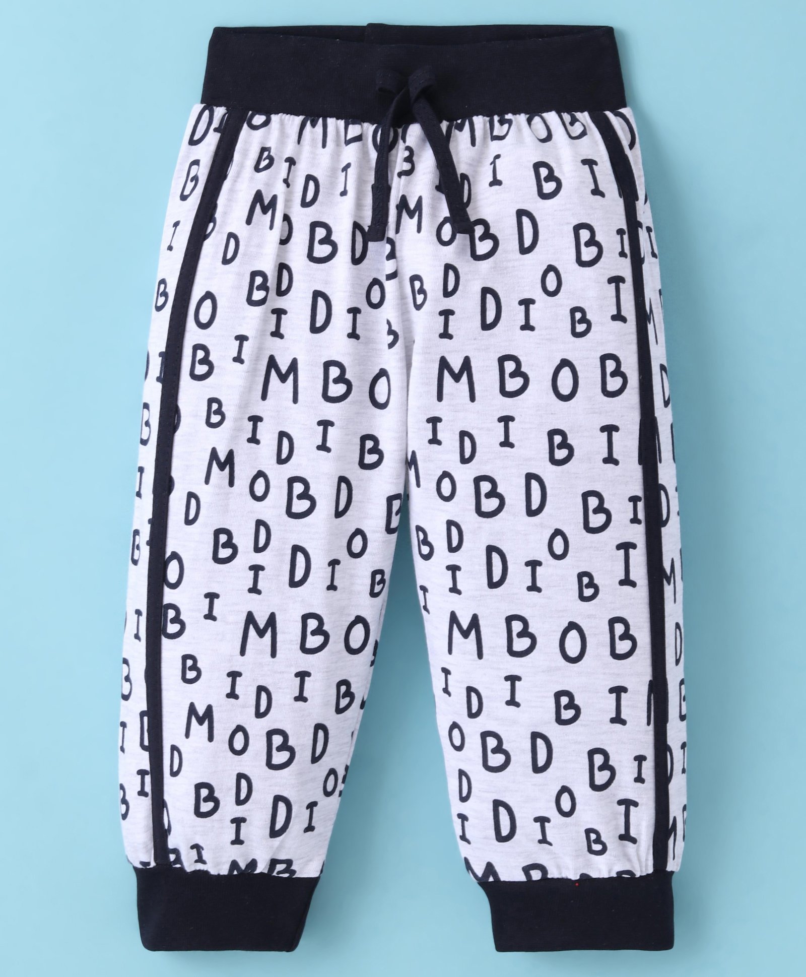 Mini Taurus Cotton Knit Full Length Lounge Pant with Alphabet Print - Navy Blue & White-picture-17