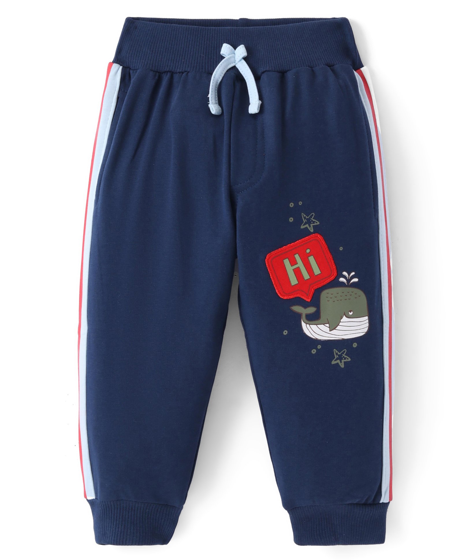 Mini Taurus Cotton Knit Full Length Lounge Pant with Whale Print - Blue-picture-0