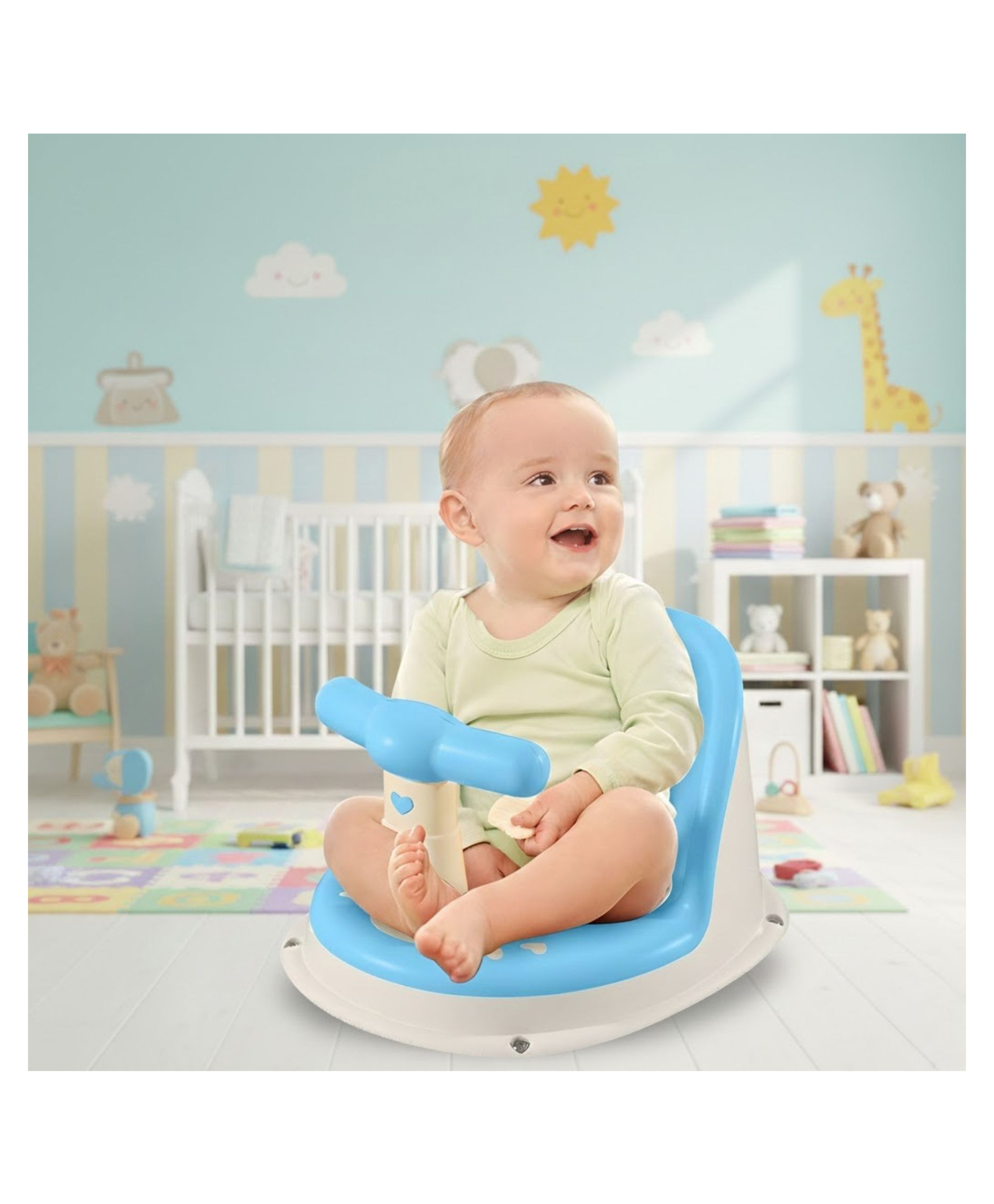 Bembika Baby Bath Essential Premium Baby Bather for Newborns and Toddlers Stylish Baby Bath Seat and Bath Tub Seat Perfect Shower Bench and Learning Chair for Your Little One (Sky Blue)-picture-14