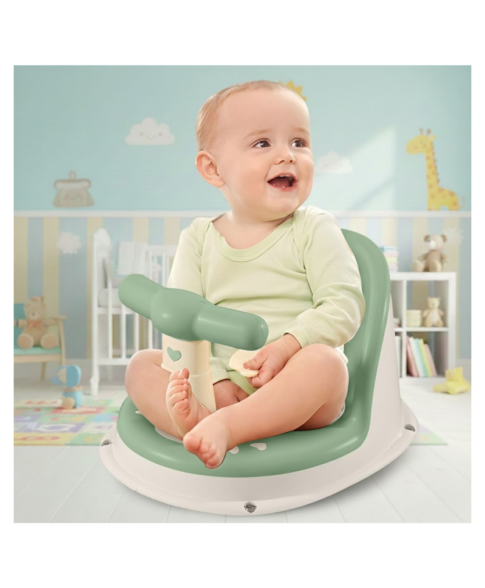 Bembika Baby Bath Essential Premium Baby Bather for Newborns and Toddlers Stylish Baby Bath Seat and Bath Tub Seat Perfect Shower Bench and Learning Chair for Your Little One (Fresh Green)-picture-23