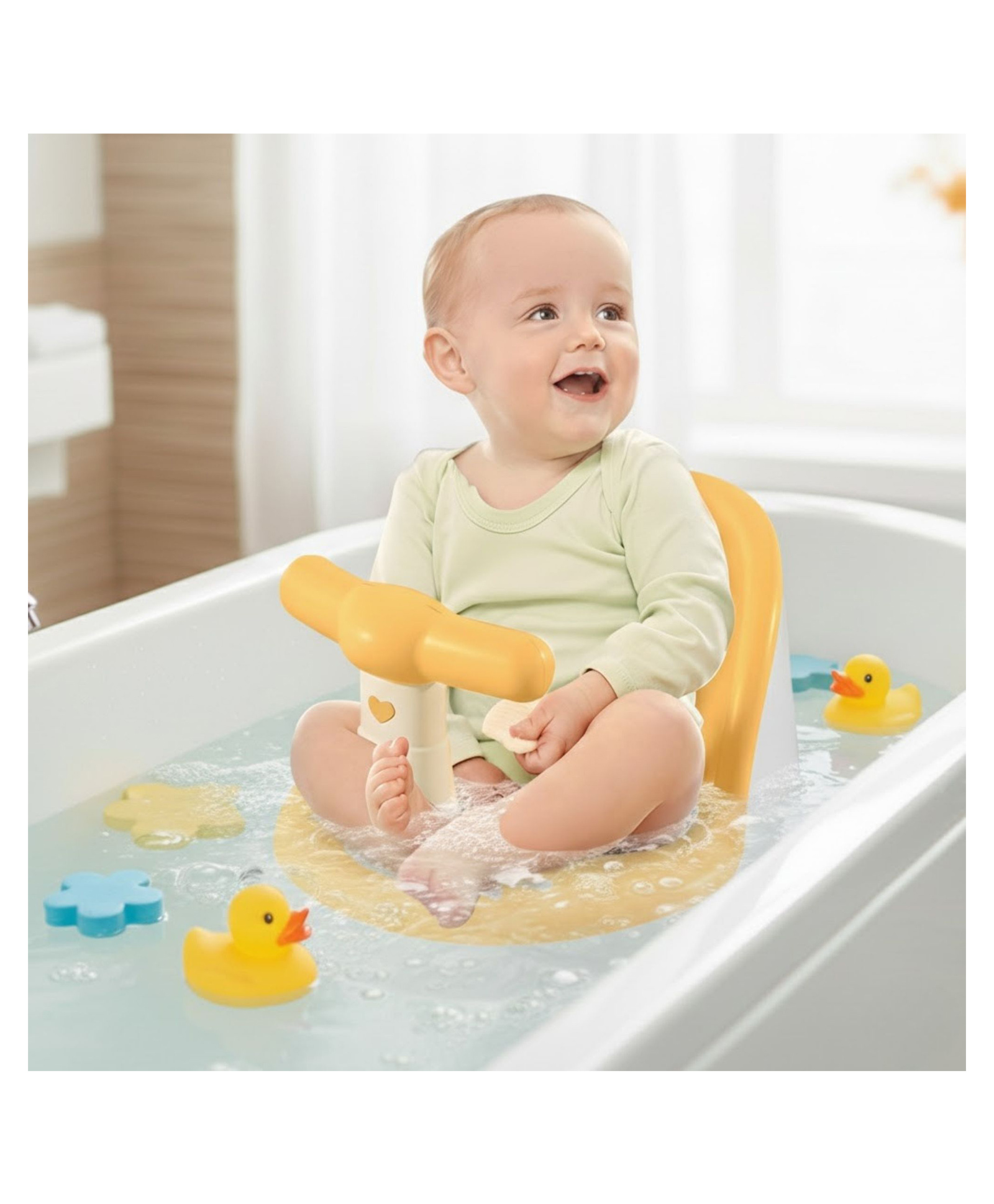 Bembika Baby Bath Essential Premium Baby Bather for Newborns and Toddlers Stylish Baby Bath Seat and Bath Tub Seat Perfect Shower Bench and Learning Chair for Your Little One (Locke Yellow)-picture-10