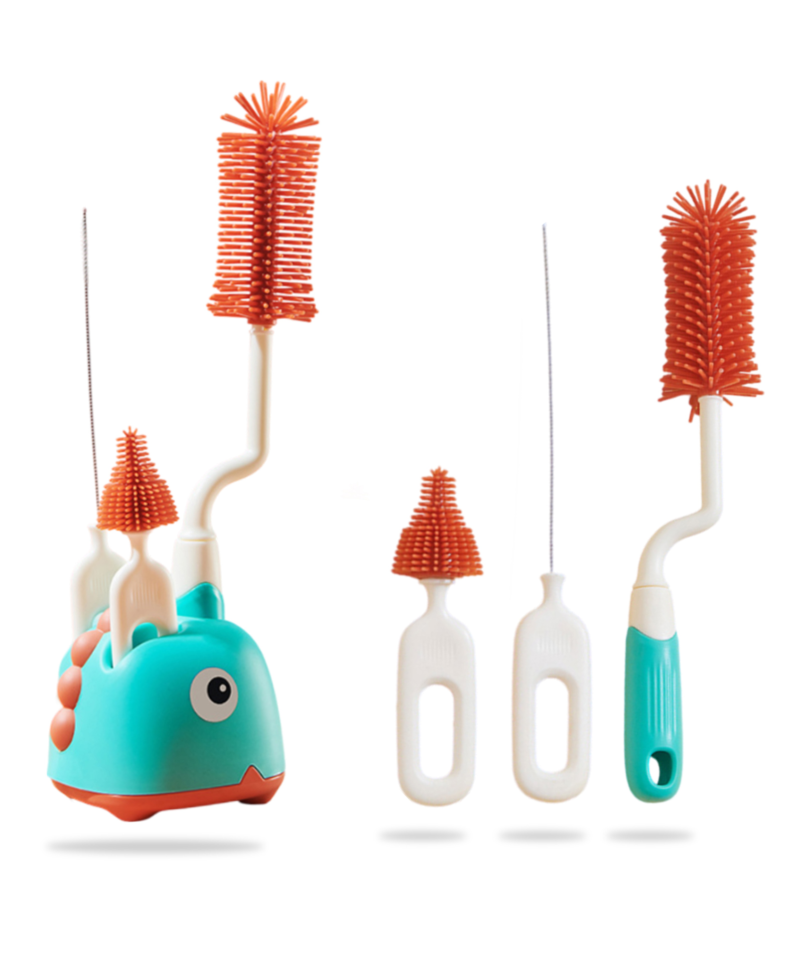 Bembika Baby Bottle Brushes: The Ultimate Bottle Brush Set For Your Baby'S Feeding Bottle Brush And Nipple Cleaner Brush Needs Green -(Dinosaur Bottle Brush 4-Piece Set Including Base)-picture-29