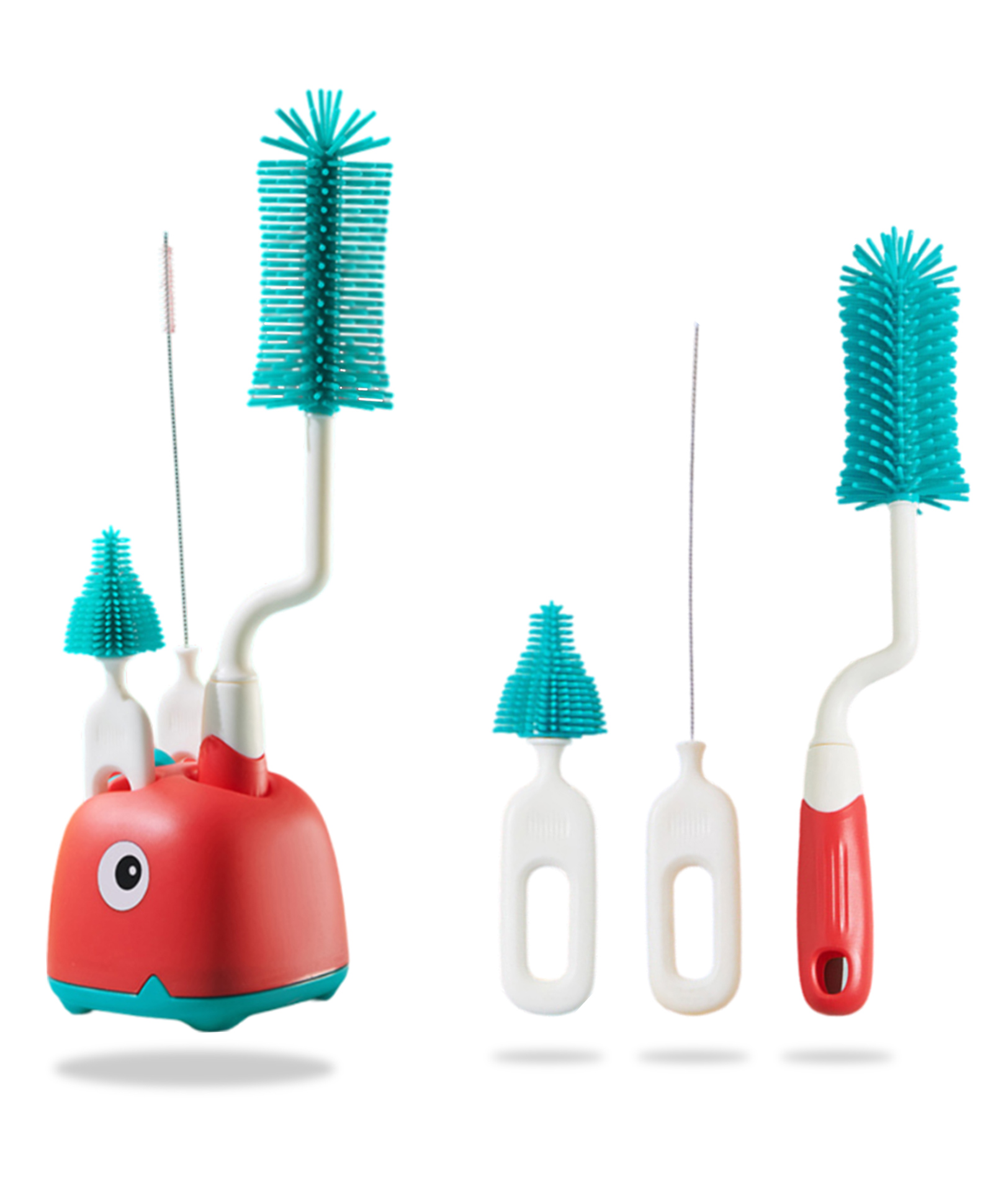 Bembika Baby Bottle Brushes: The Ultimate Bottle Brush Set For Your Baby'S Feeding Bottle Brush And Nipple Cleaner Brush Needs Red -(Dinosaur Bottle Brush 4-Piece Set Including Base)-picture-26