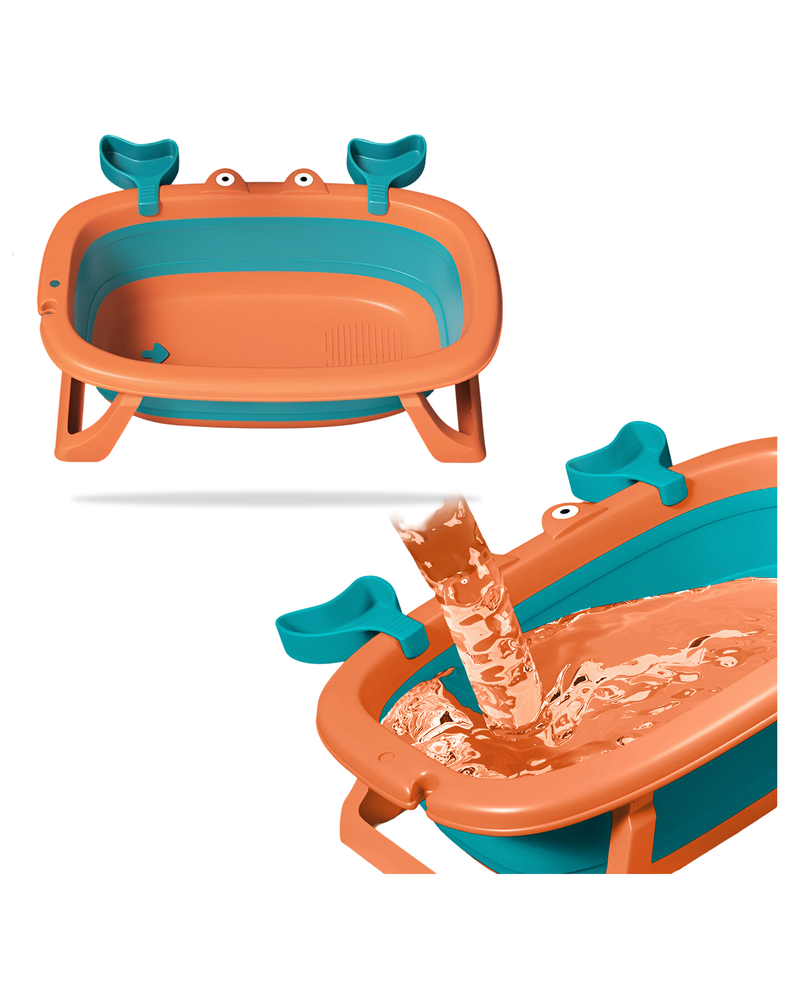 Bembika Baby Bath Tub: Deluxe Foldable Infant Bath Tub for Safe, Stylish, and Comfortable Kids Bath Time - Easy-to-Clean, Portable Folding Bathtub Ensures Joyful Splashes for Your Little One (Orange)-picture-11