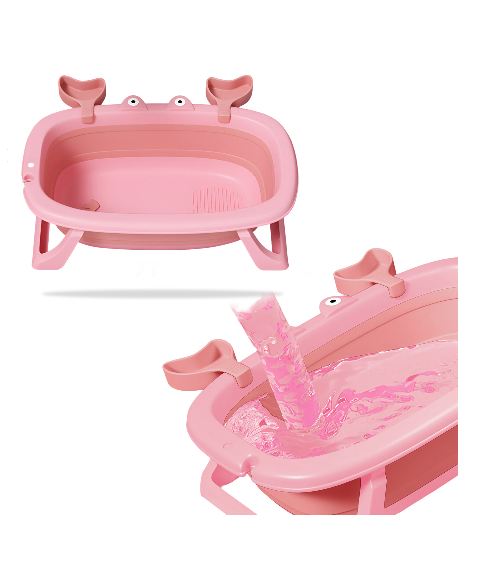 Bembika Baby Bath Tub: Deluxe Foldable Infant Bath Tub for Safe, Stylish, and Comfortable Kids Bath Time - Easy-to-Clean, Portable Folding Bathtub Ensures Joyful Splashes for Your Little One (Pink)-picture-16