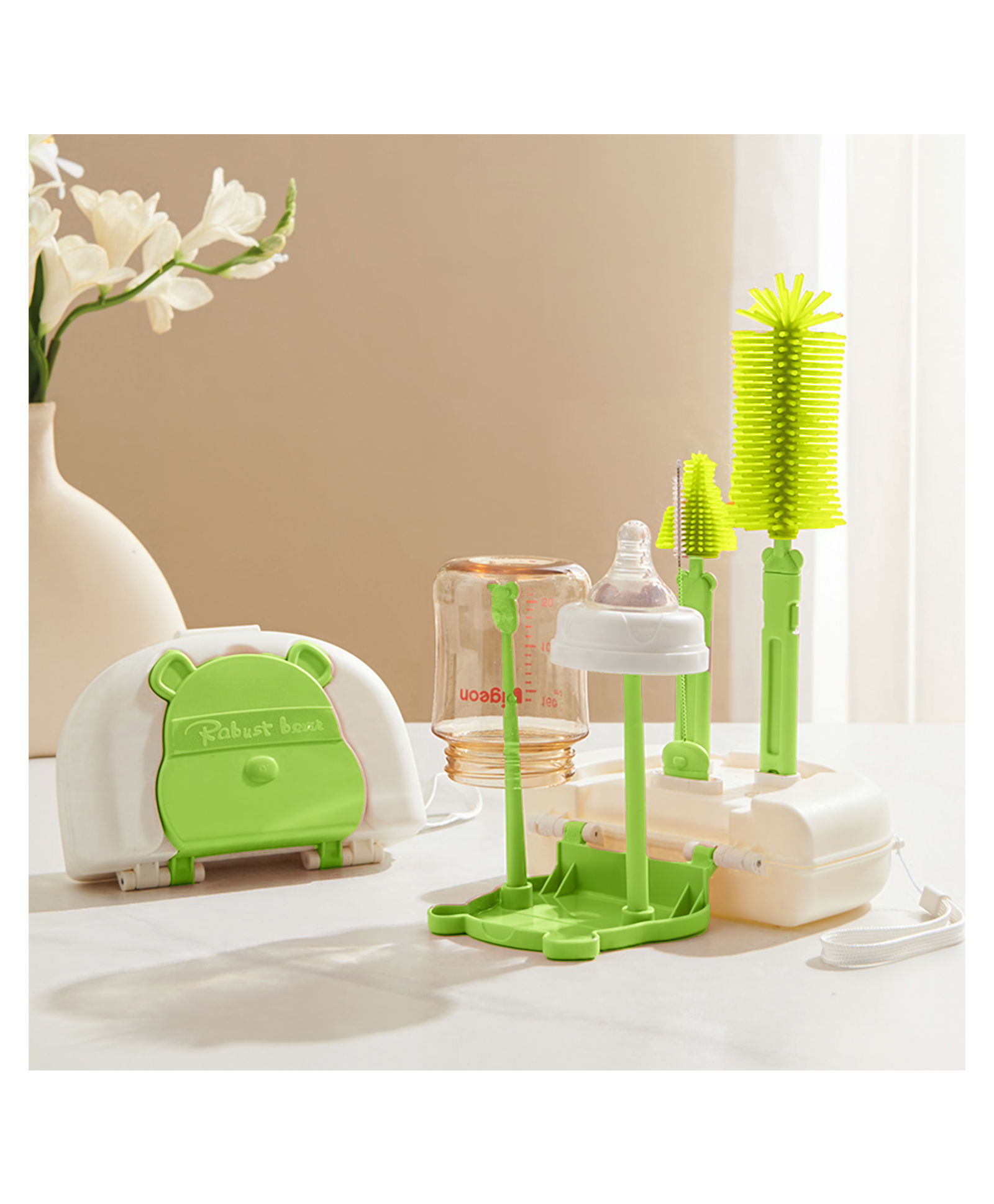 Bembika Baby Bottle Brushes: The Ultimate Bottle Brush Set For Your Baby'S Feeding Bottle Brush And Nipple Cleaner Brush Needs Apple Green-Portable 8-Piece Set-picture-12