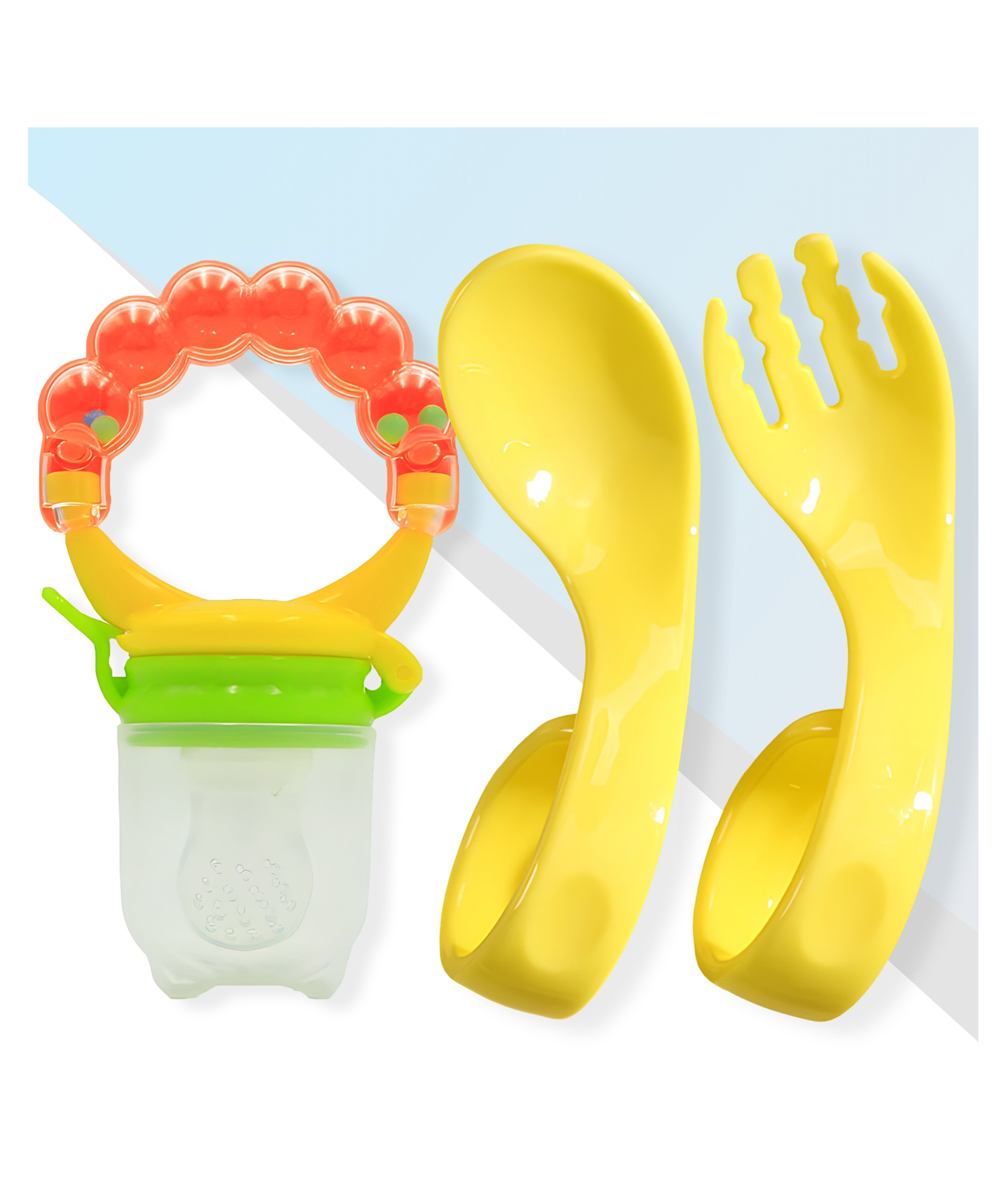 Bembika Baby Feeding Spoon & Nibbler Set The Ultimate BPA Free Baby Weaning Spoon Baby Self Feeding Spoon Fruit Nibbler for Babies A Solution for Feeding Training-(BE2311)-image-1