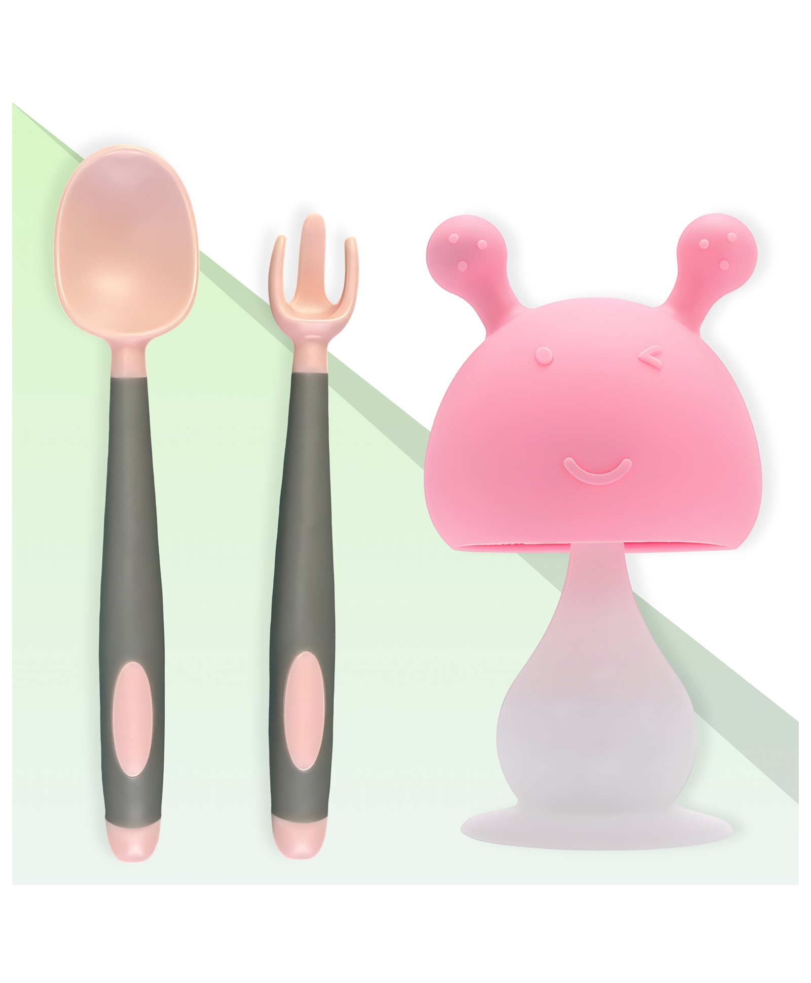 BEMBIKA Baby Feeding Essentials Baby Self Feeding Spoons BPA Free Baby Weaning Spoon Toddler Training Spoon and Easy Grip Teething Pacifier Teething Toy for Happy Little Eaters-image-3