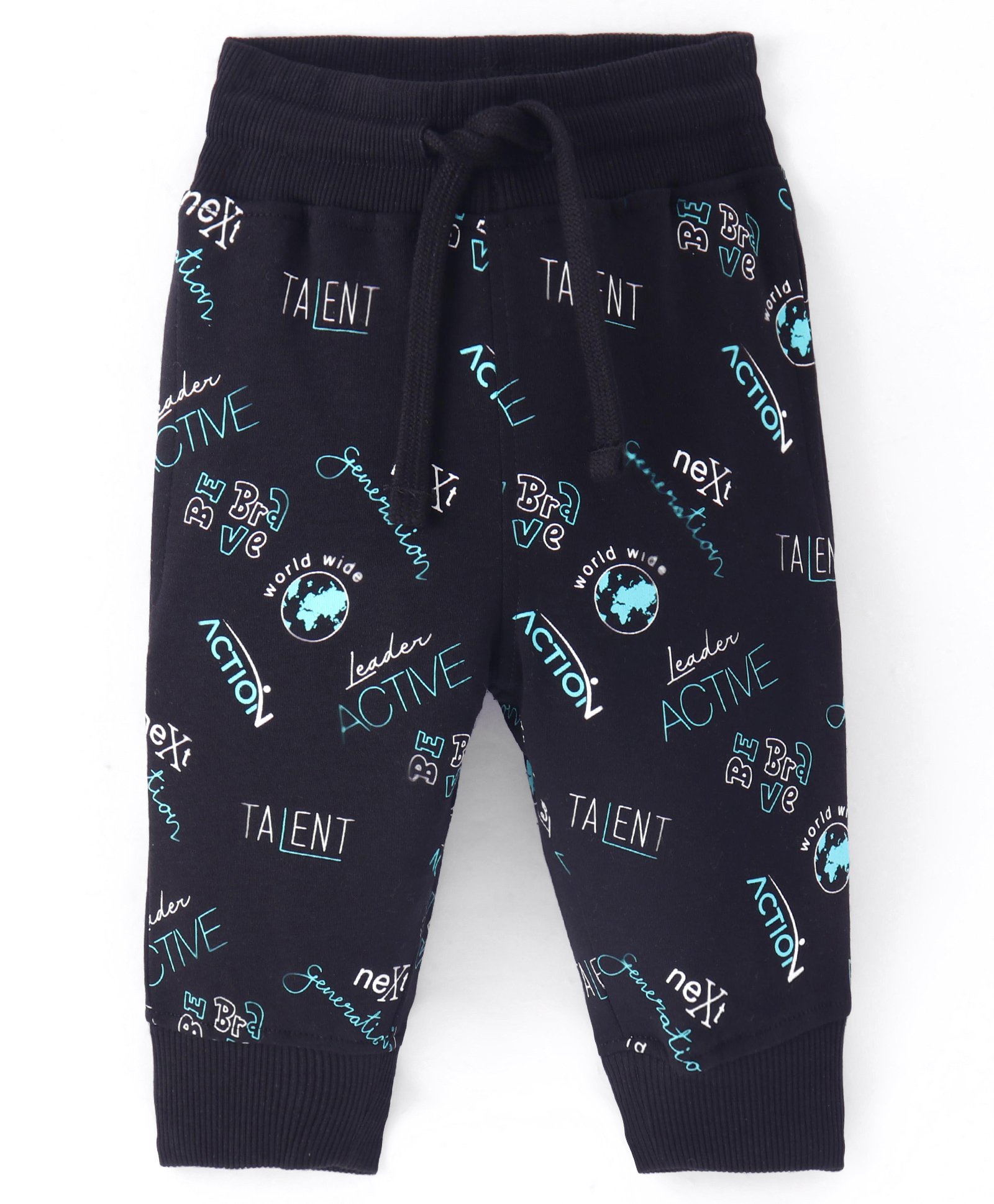 Doreme  Single Jersey Knit Full Length Lounge Pant with Text Print - Black-picture-21