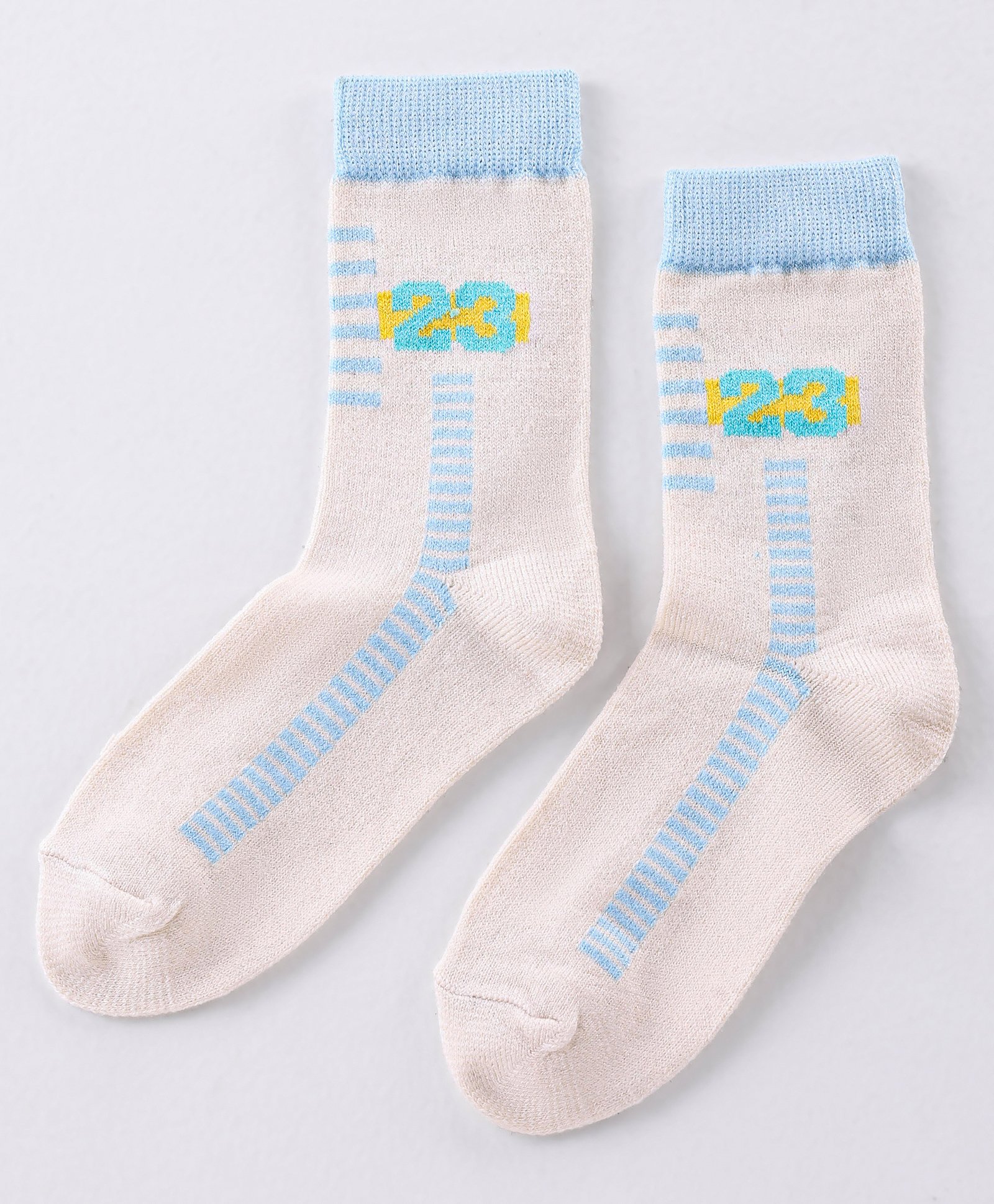 Model Knit Number Design Socks - White-image-32