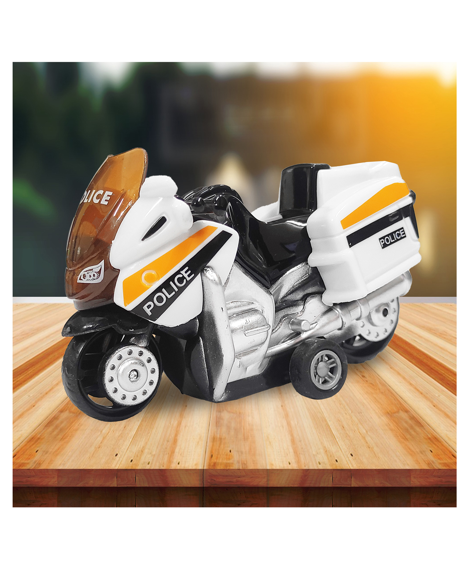 VGRASSP Police Patrol Bike Toy Vehicle for Kids - 1:32 Scale Model Pull Back Action Die Cast Modern City Detailed Exterior Motorcycle Toy - Color May Vary-picture-10
