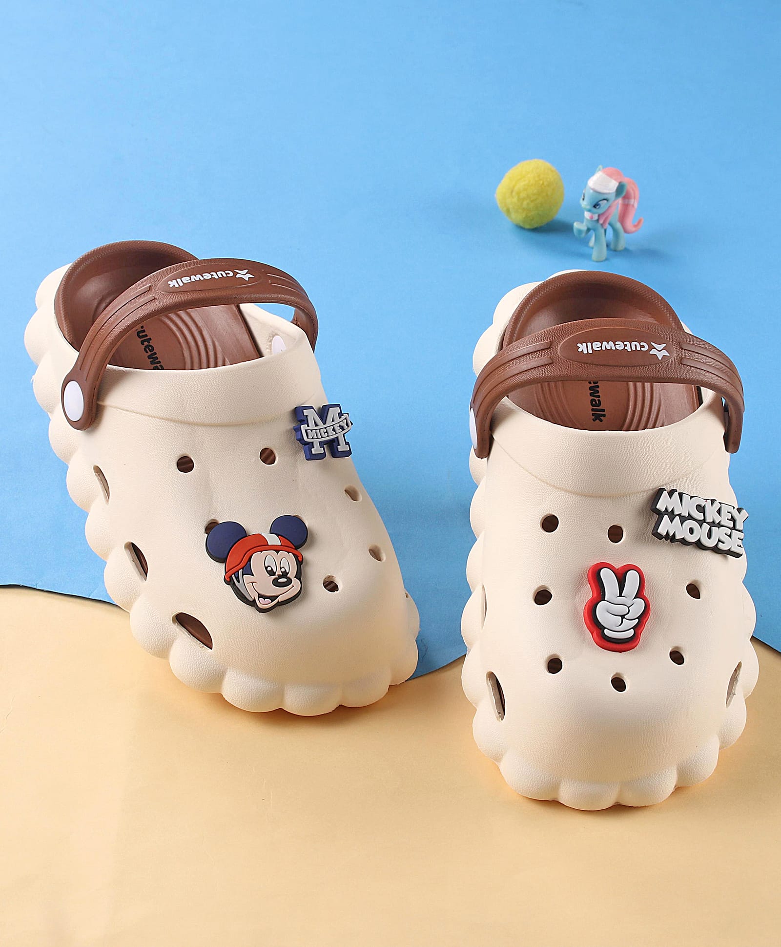 Cute Walk by Babyhug Disney Clogs with Backstrap Micky Mouse Applique - Brown-image-44