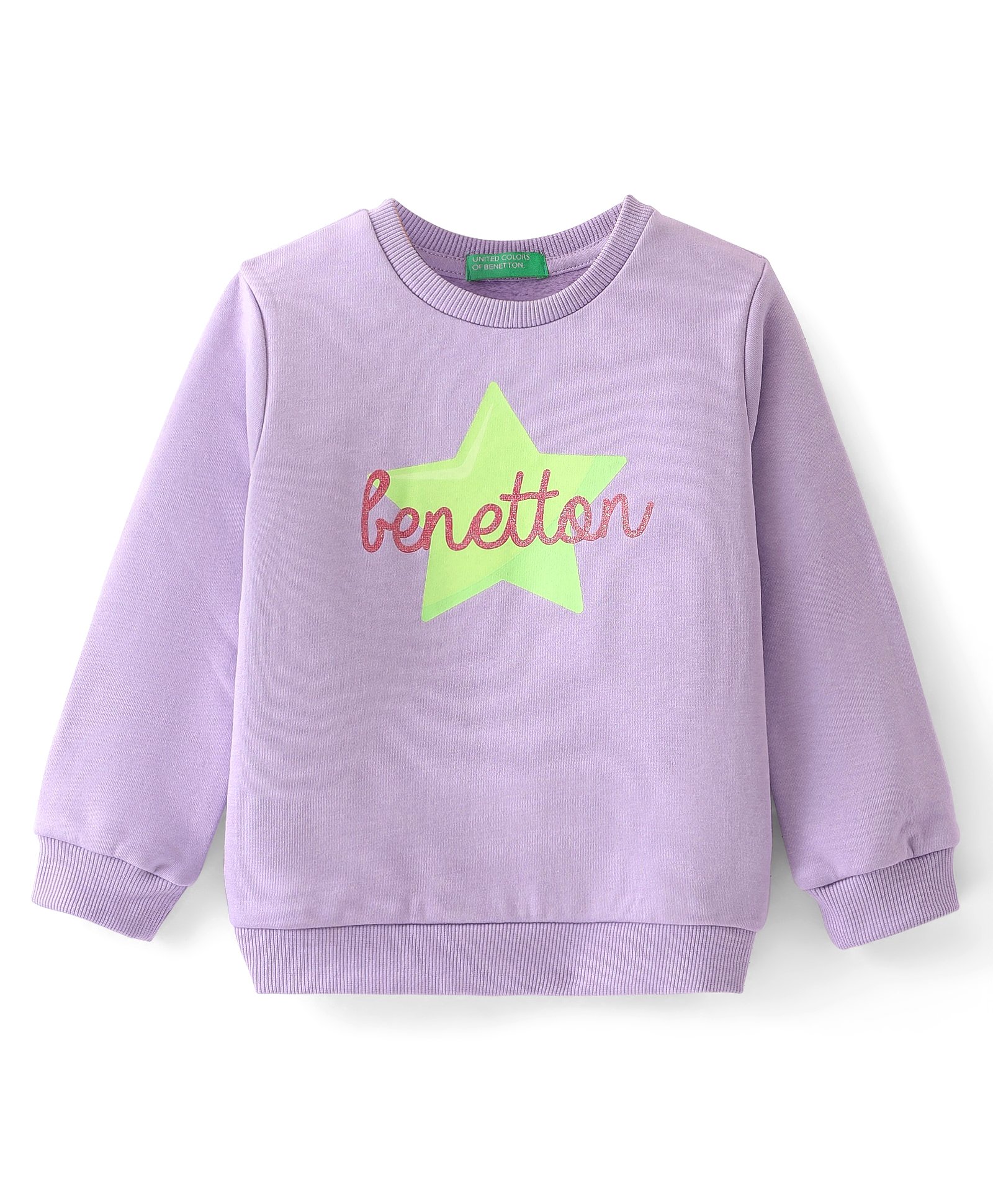 UCB Knit Full Sleeves Heart & Glittery Text Printed Sweatshirt - Purple-picture-31