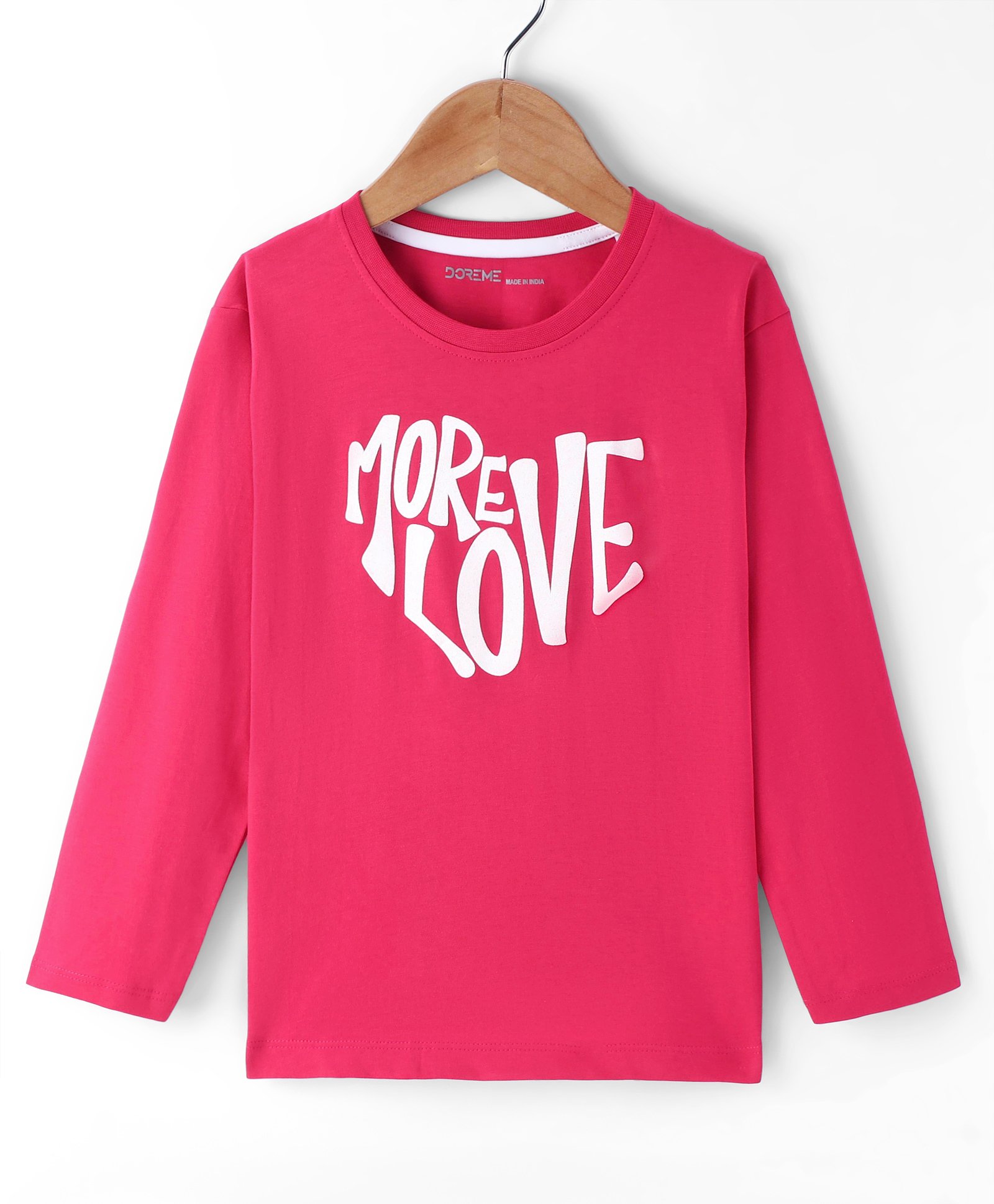 Doreme Single Jersey Knit Full Sleeves T-Shirt With Text Print - Rubi Pink-image-34