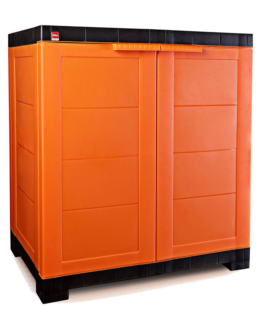 Cello Novelty Compact Plastic 2 Door Cupboard With Shelf, Orange and Brown