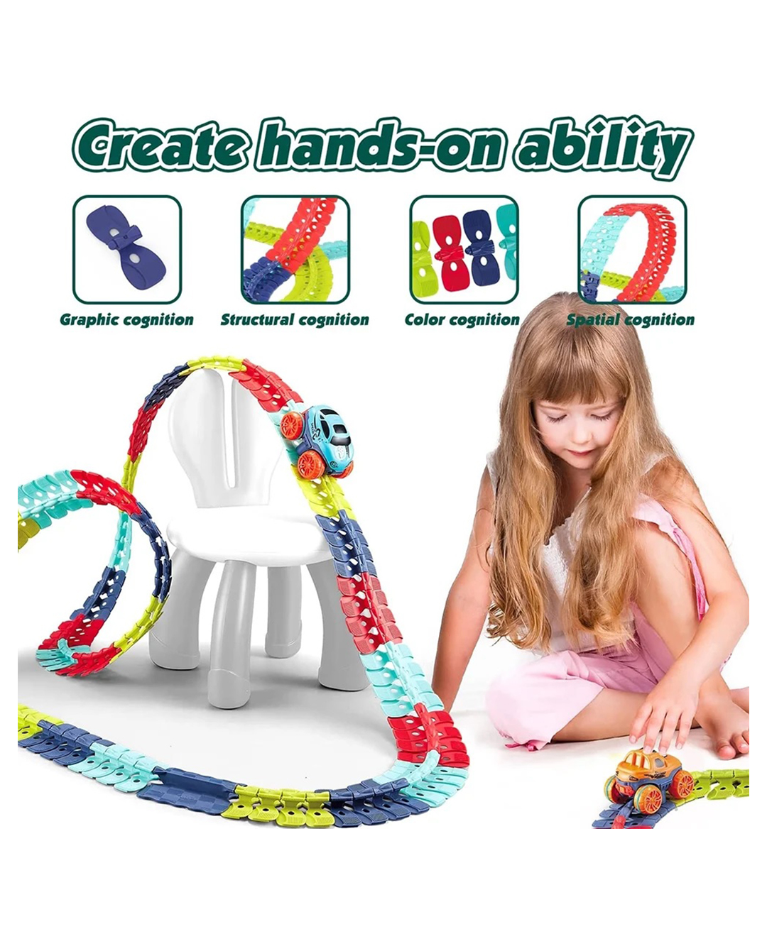 SVE 145 Pieces Race Track Toys for Kids Boys Flexible Changeable Magic Car Tracks Playset Birthday Gifts Vehicle Toys - Multicolor-picture-22