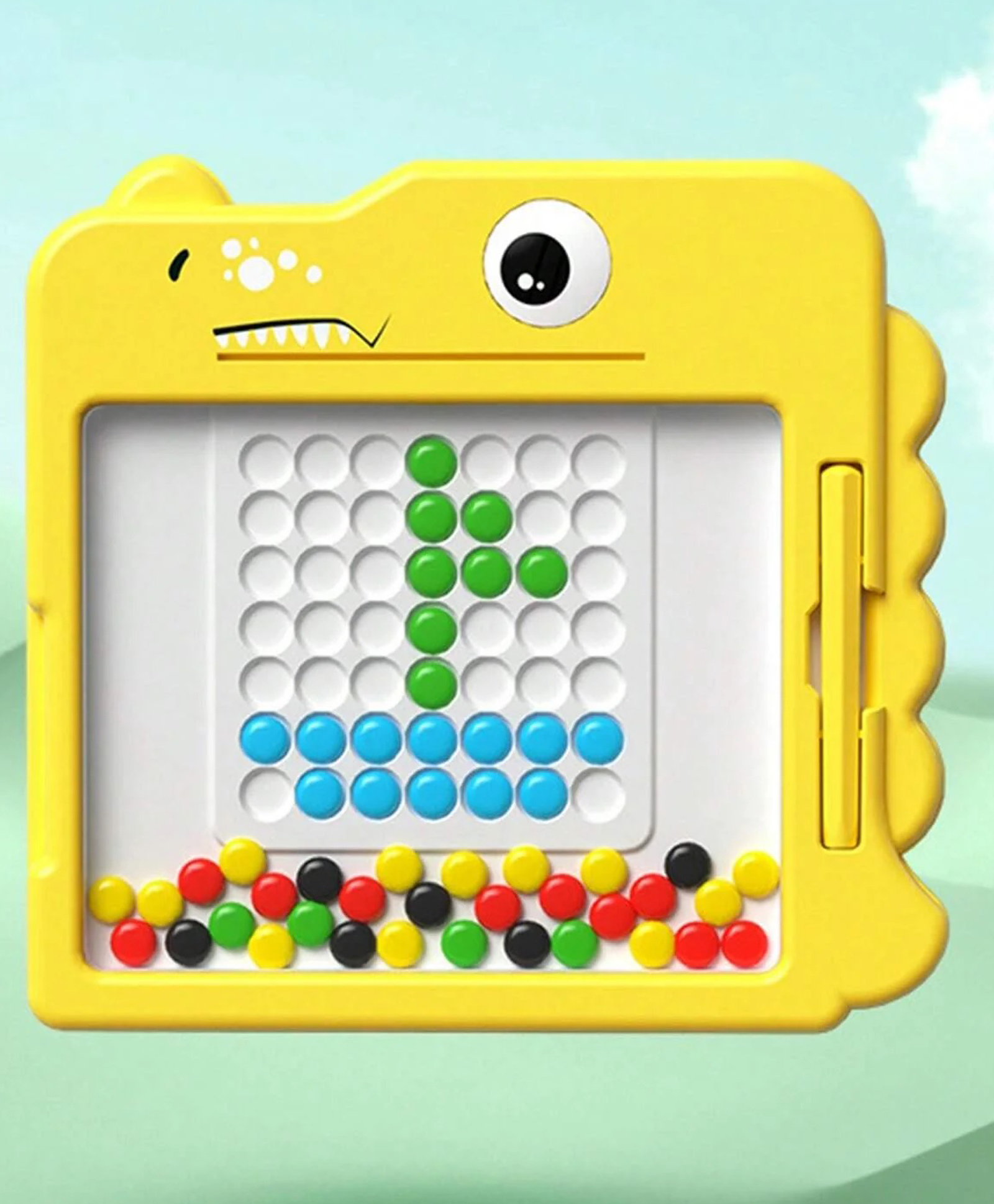 SVE Magnetic Drawing Board for Toddlers Colorful Magnet Beads Drawing Board with Cards and Pens Montessori Educational Preschool Toy for Boys Girls Over 3 Years Old - Yellow-picture-21