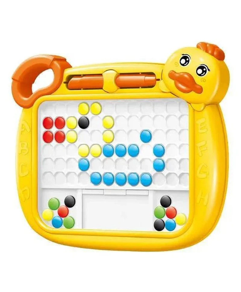 Magnetic Dot Board: Portable Duck Animal Shapes for Creative Fun - Yellow-image-3