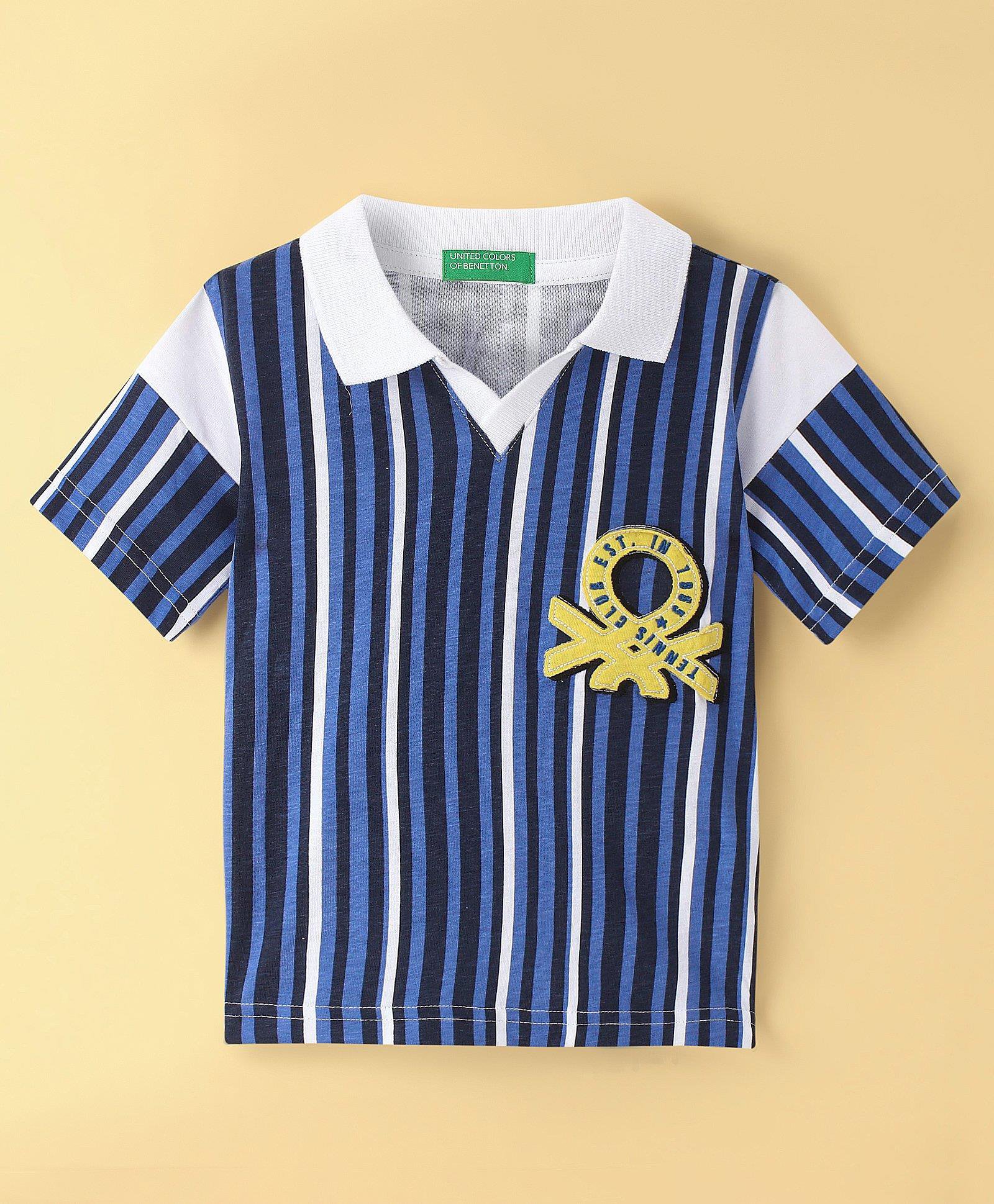 UCB  Cotton Knit Half Sleeves Polo T-Shirt with Logo Embroidery - Blue-picture-13