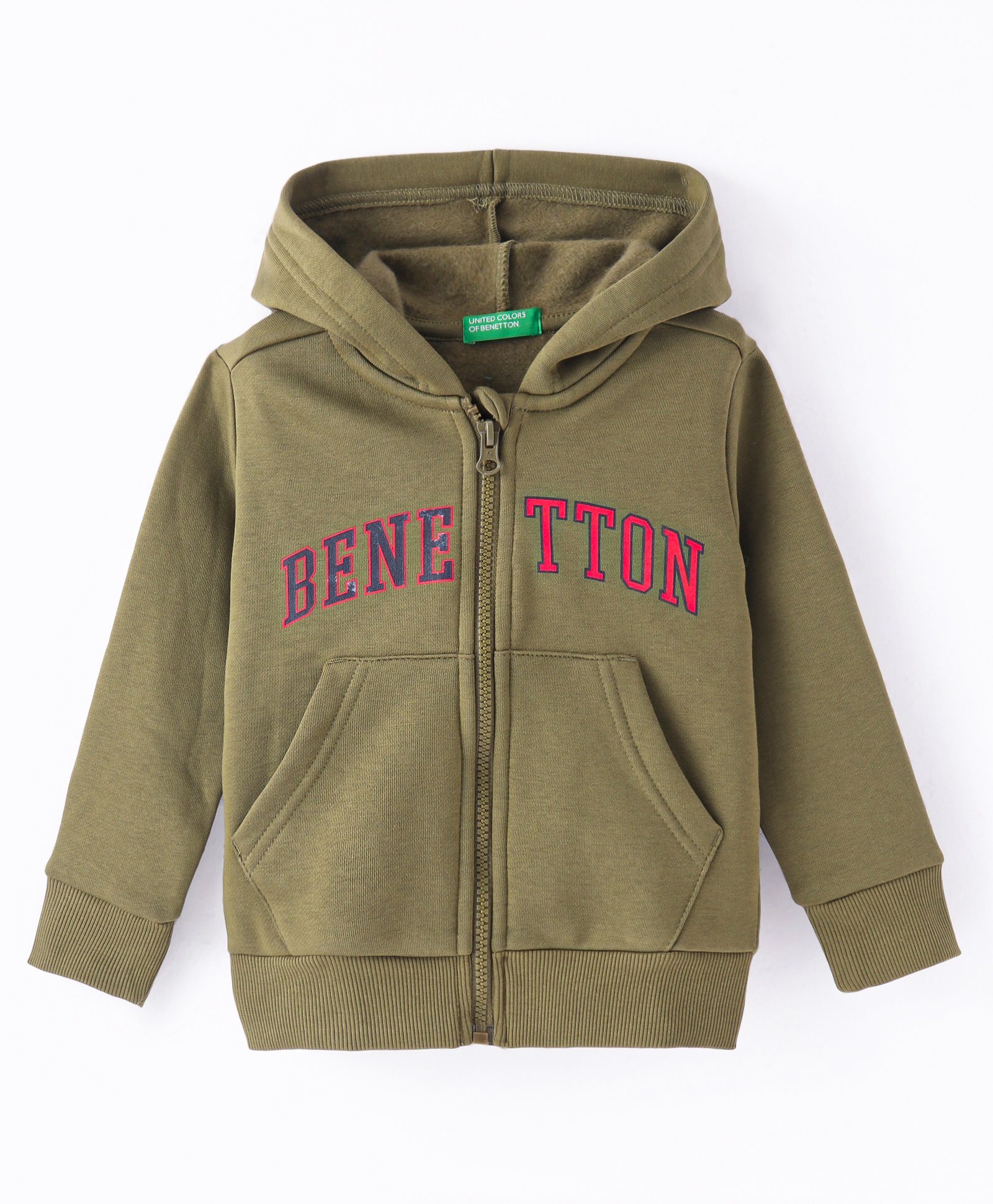 UCB Full Sleeves EPP Hooded Sweat Jacket with Benetton Branding Print - Green-picture-23