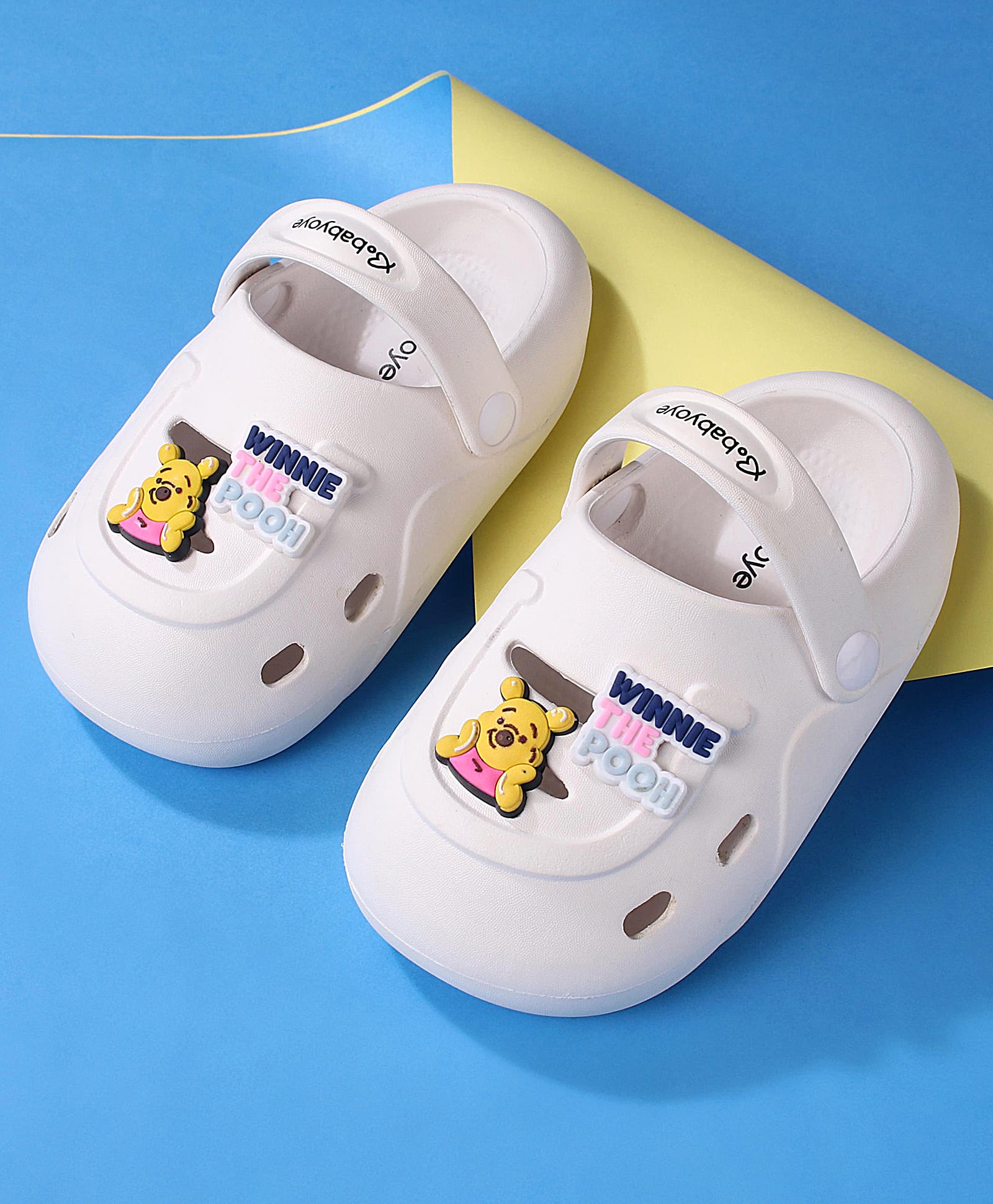 Babyoye Disney Clogs with Backstrap Winnie The PoohApplique - White-image-19