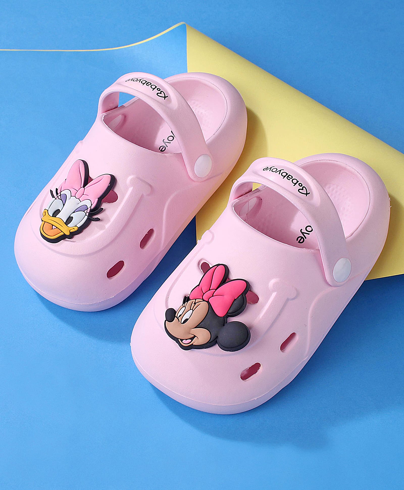Babyoye Disney Clogs with Backstrap Mickey Mouse &Daisy Duck Applique - Pink-picture-15