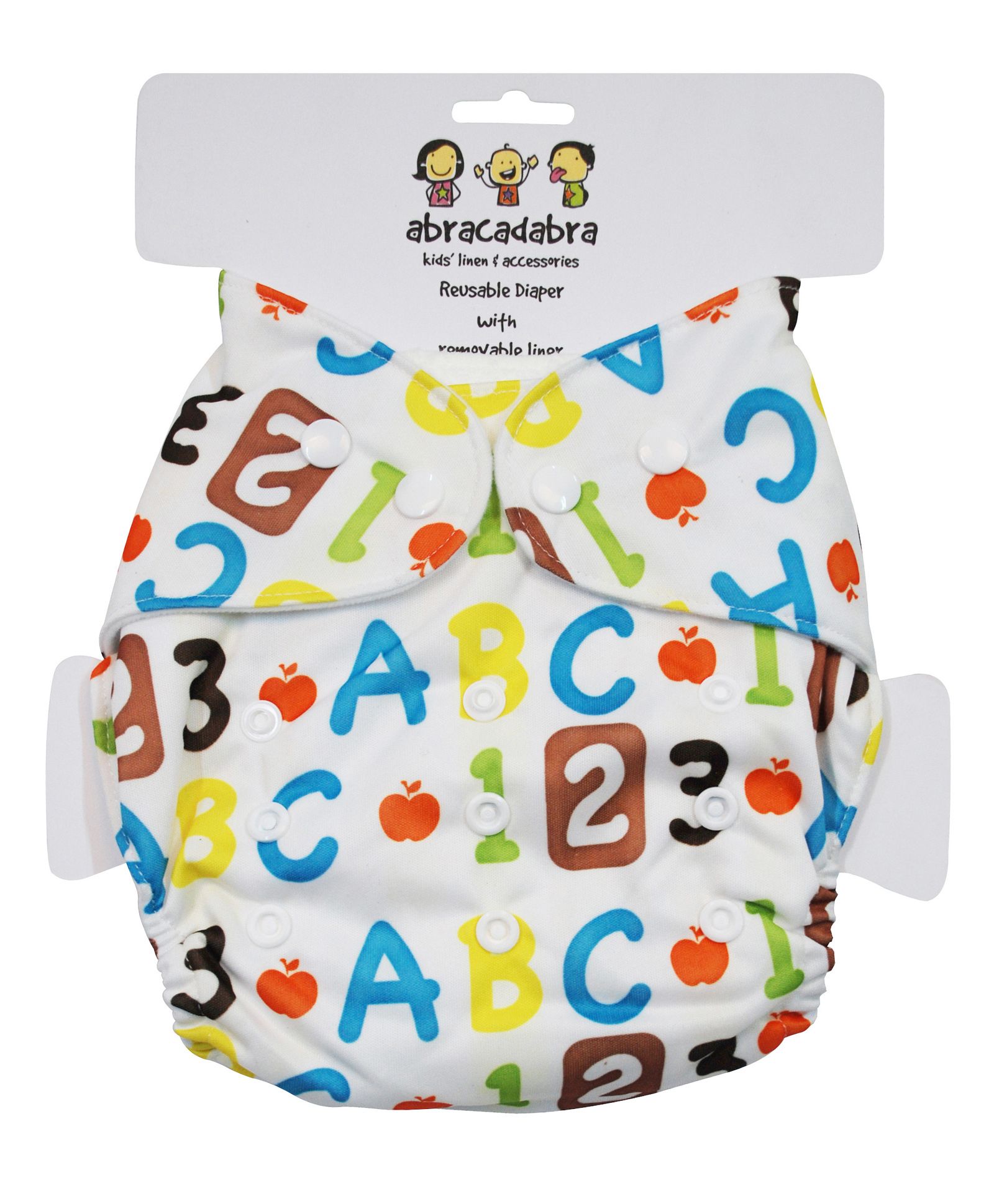 Abracadabra Reusable Diaper With Liner Alphabet Print - Multicolor-image-15