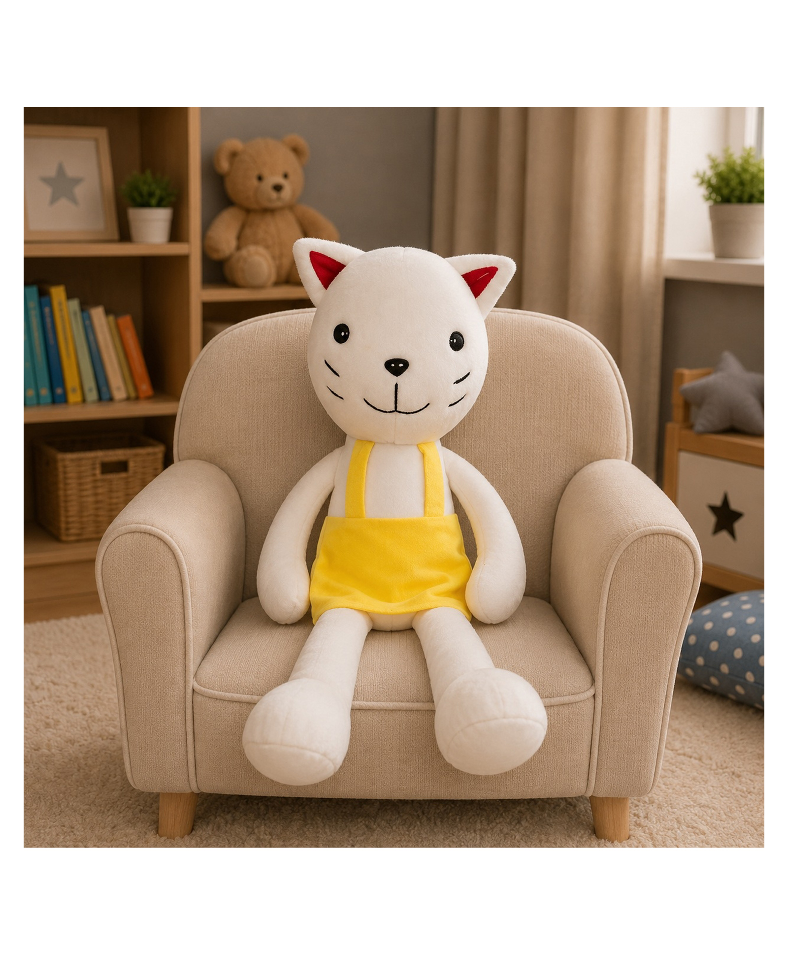 Goldenhub Floppy Leg Cat Soft Plush Yellow & White Colour Toys for Kids YELLOW-image-47