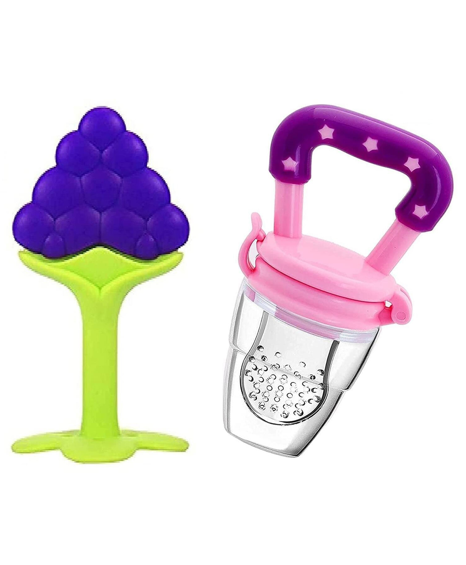Sparkle Joy Baby Silicone Fruit Teether & Fruit Feeder Combo Pack Of 2 - Multicolor-image-40