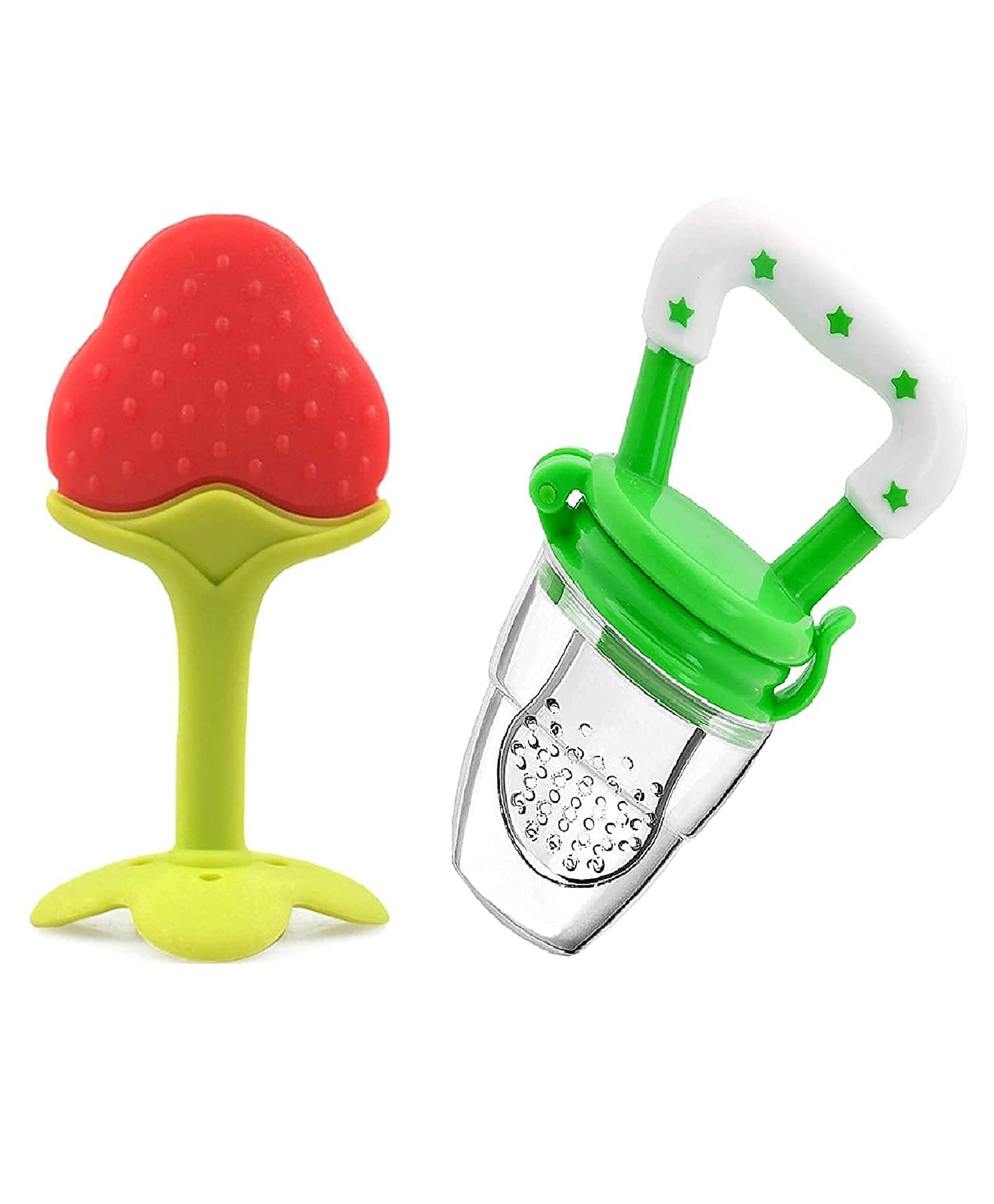 Sparkle Joy Baby Silicone Fruit Teether & Fruit Feeder Combo Pack Of 2 - Multicolor-image-38