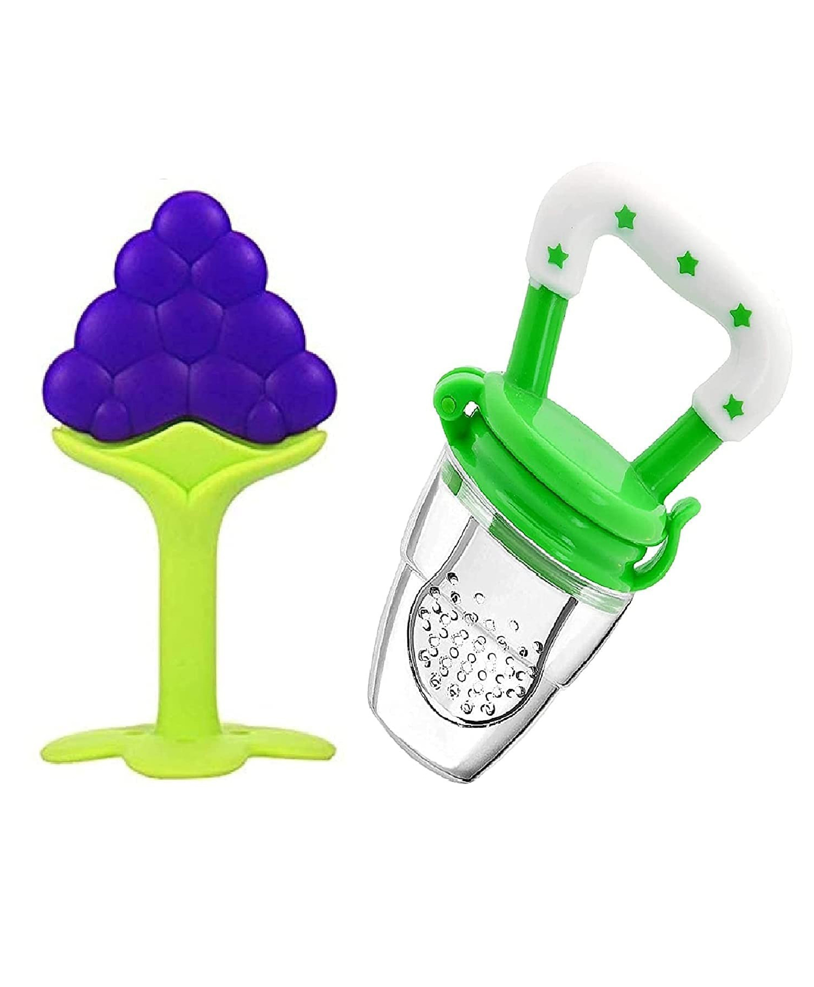 Sparkle Joy Baby Silicone Fruit Teether & Fruit Feeder Combo Pack Of 2 - Multicolor-image-35