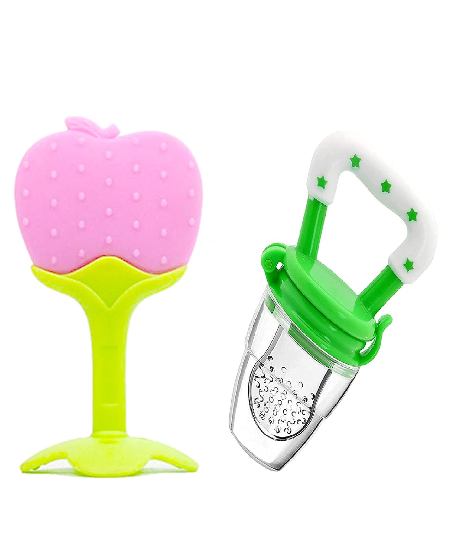 Sparkle Joy Baby Silicone Fruit Teether & Fruit Feeder Combo Pack Of 2 - Multicolor-image-14