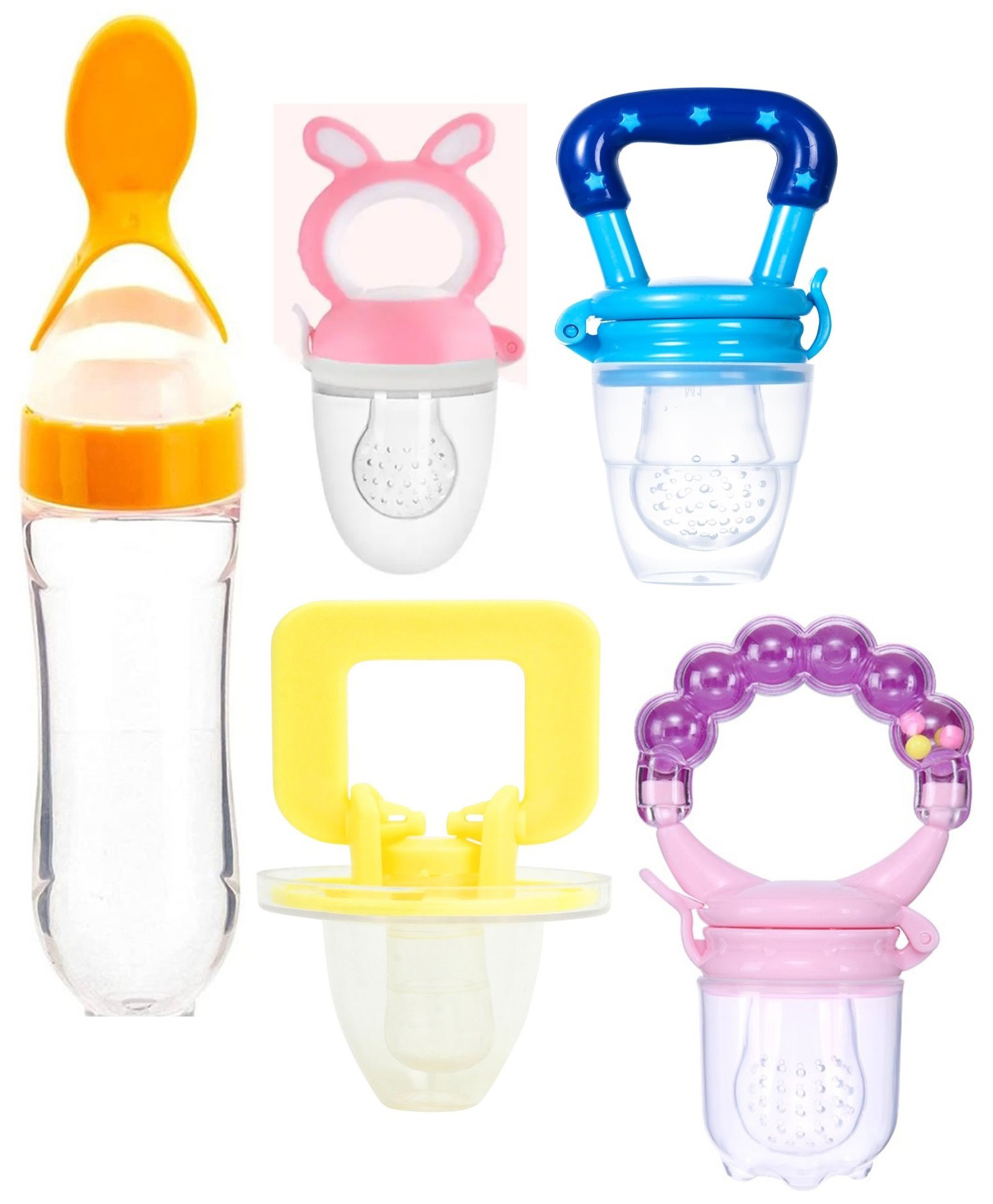 Sparkle Joy Baby Fruit Feeder Pacifier Silicone Baby Food Dispensing Spoon 90 ml Fruit Teether- Multicolor-image-28