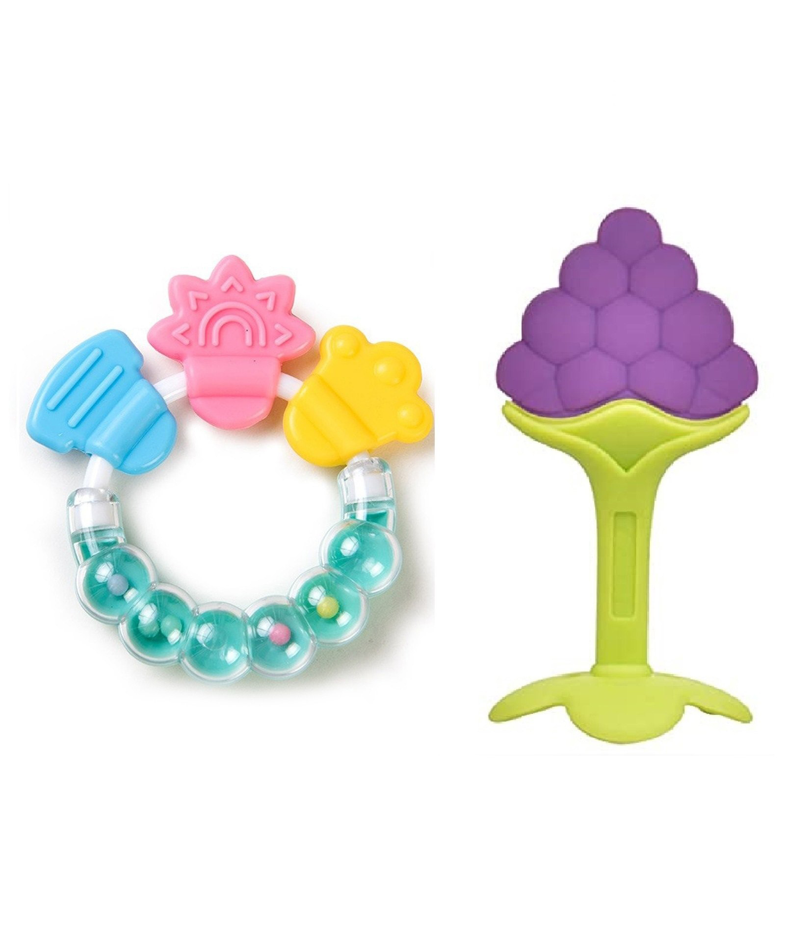 Sparkle Joy Silicone Combo Of Stand Teether & Rattle Handle Teethers - Multicolor-image-42