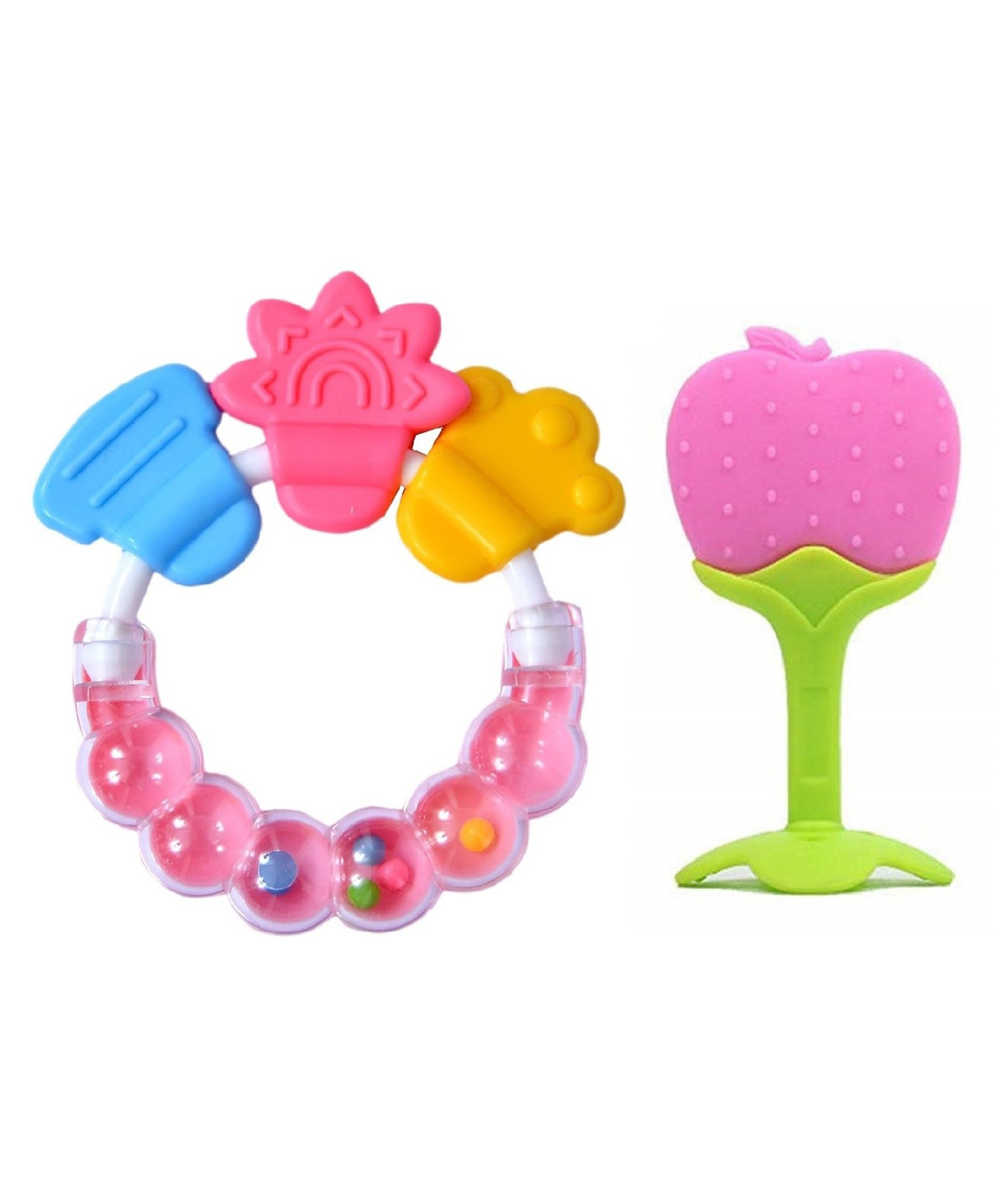 Sparkle Joy Silicone Combo Of Stand Teether & Rattle Handle Teethers - Multicolor-image-41