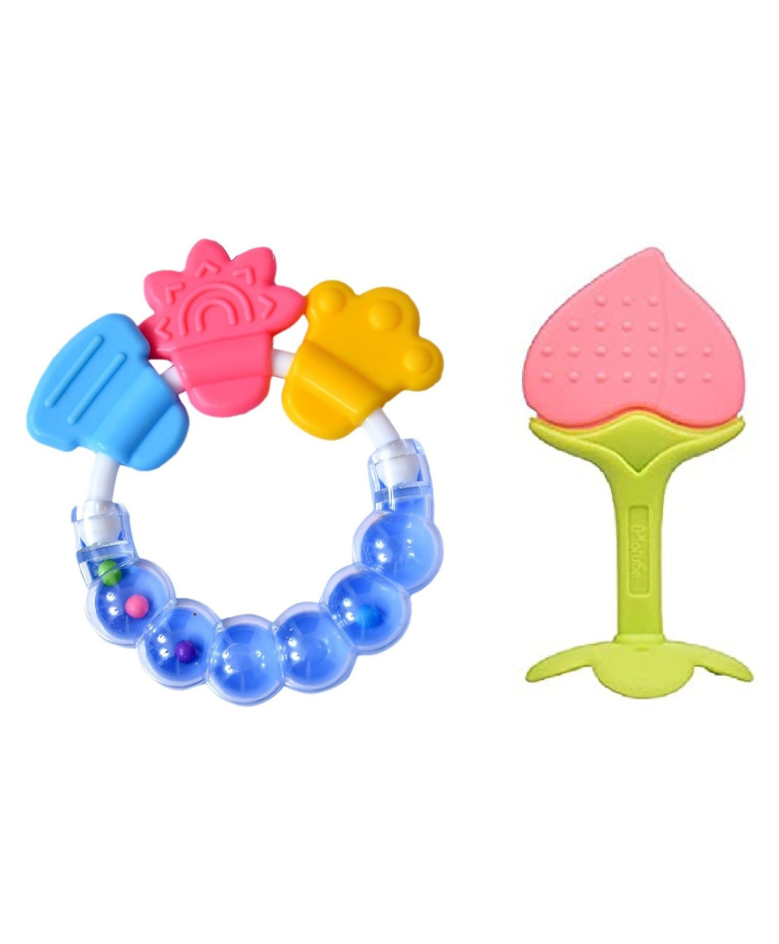 Sparkle Joy Silicone Combo Of Stand Teether & Rattle Handle Teethers - Multicolor-image-37