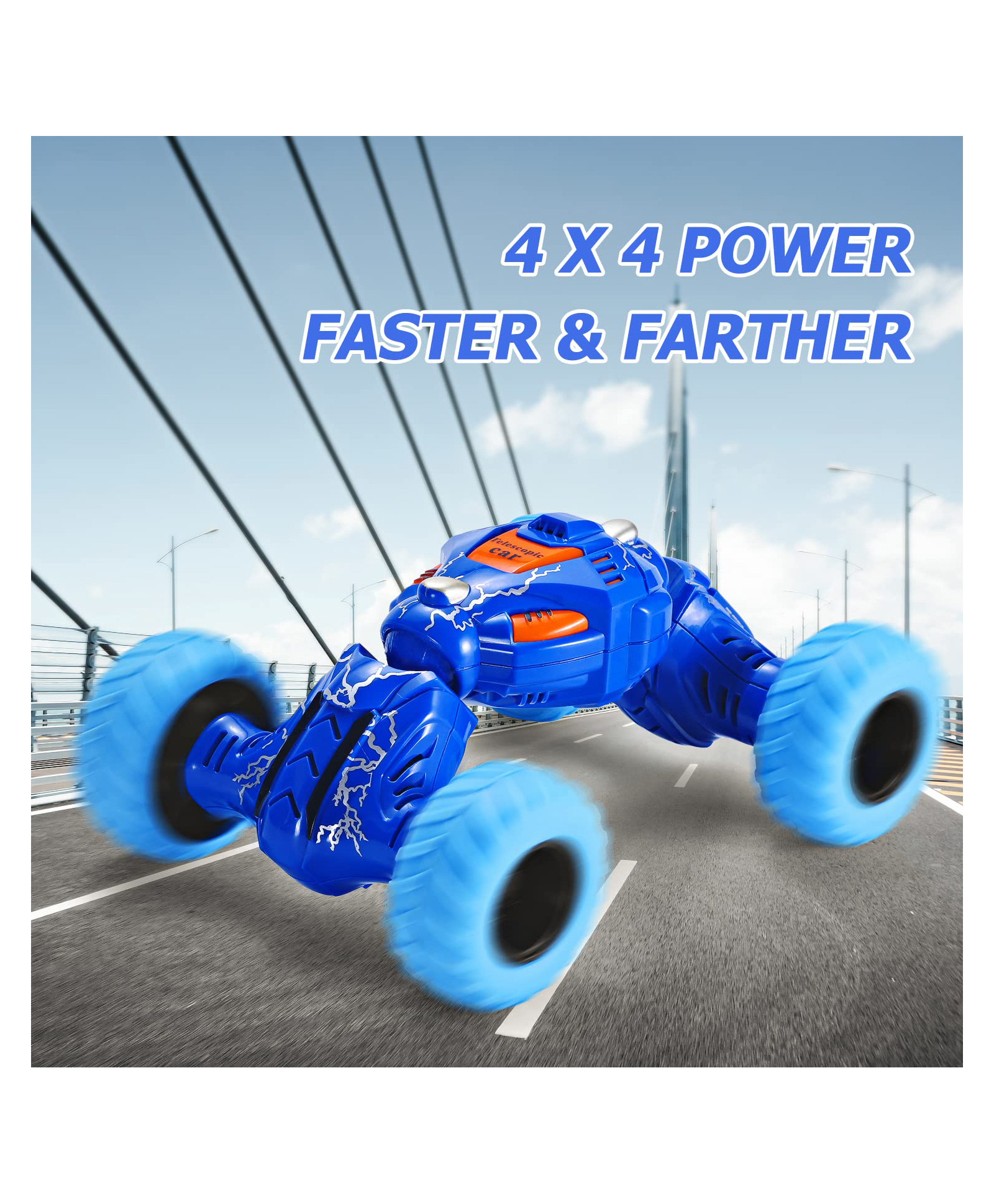 OPINA Monster ar Friction Powered Cars Toys, 360 Degree Stunt Cars Push go Truck for Toddlers Kids Gift -Pack of 1 (Color May Vary)-picture-2