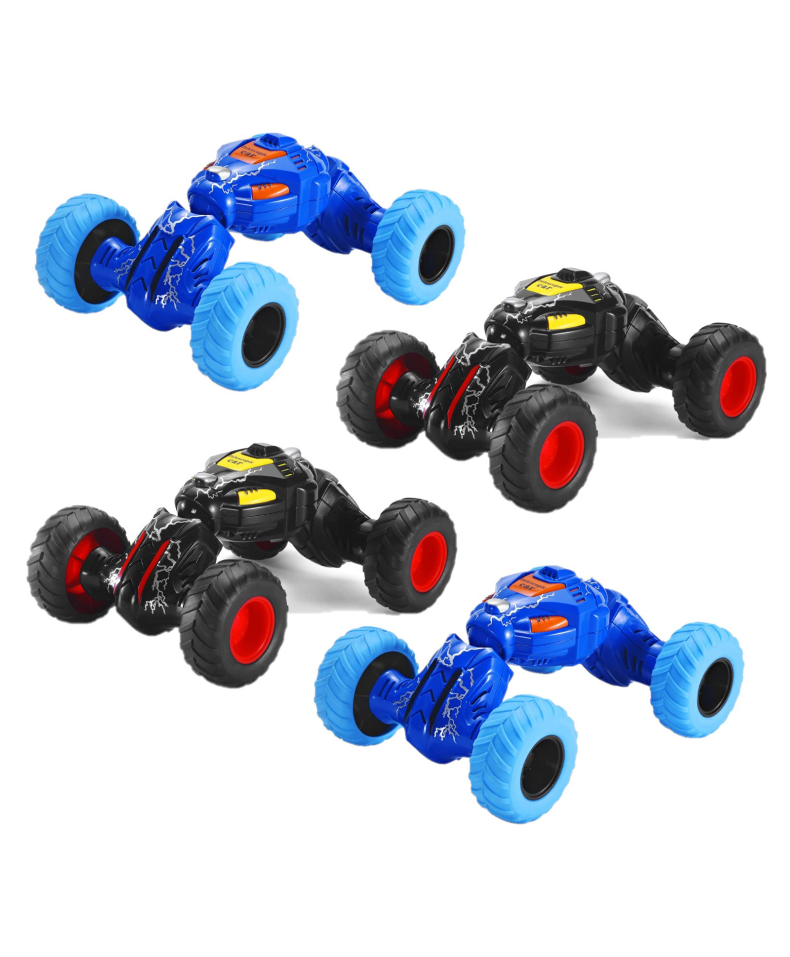 OPINA Monster ar Friction Powered Cars Toys, 360 Degree Stunt Cars Push go Truck for Toddlers Kids Gift -Pack of 4 (Color May Vary)-picture-3