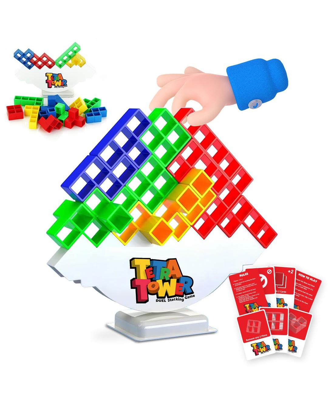 OPINA Creative Wooden Building Blocks Set with Stacking Cubes and Triangles, Educational Tie-Dye Toys for Kids-Multicolor-image-4