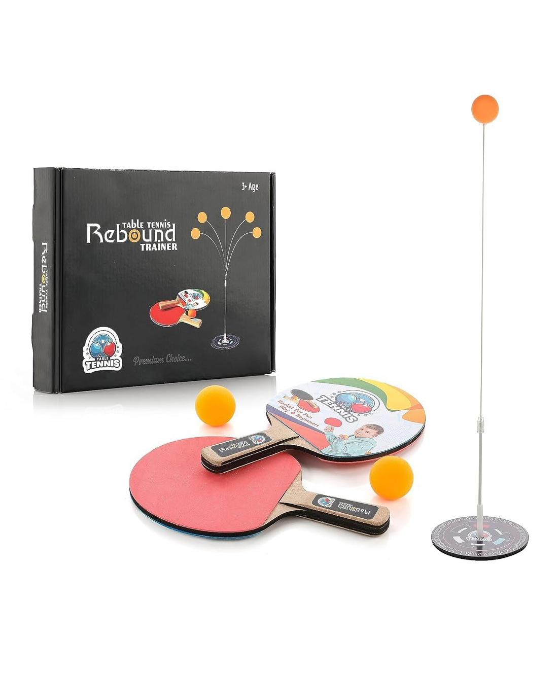 Opina Table Tennis Training Set,ping Pong Trainer,training Elastic Soft Shaft Equipment Trainer Practice,for Child Adult Indoor, with 2 Ping Pong Paddles and 5 Balls, Play Ping Pong Alone-image-25