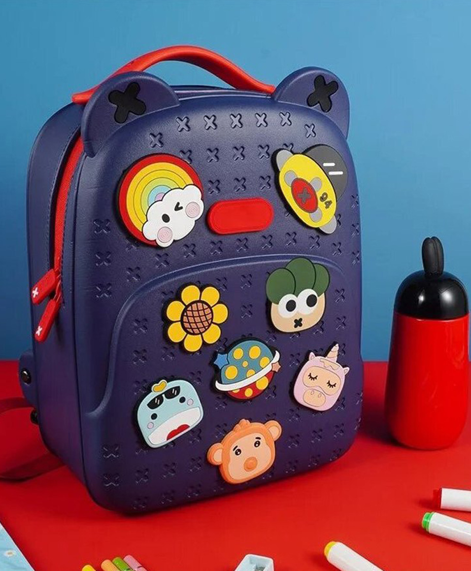 AKN TOYS Backpack Kawaii Starry Blue Backpack With DIY Pattern Patch Adjustable Straps Bag Premium Modern Design Bags Bag Height - 14 Inch-image-3