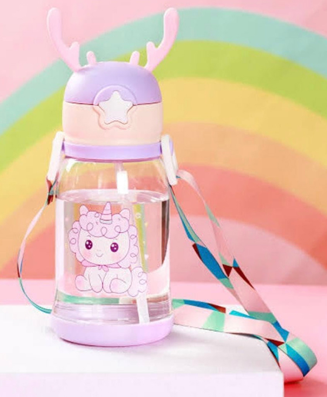 Kritiu Cartoon Printed BPA Free Kids Sipper Water Bottle 600ml - Peach ( Print May Vary )-picture-12