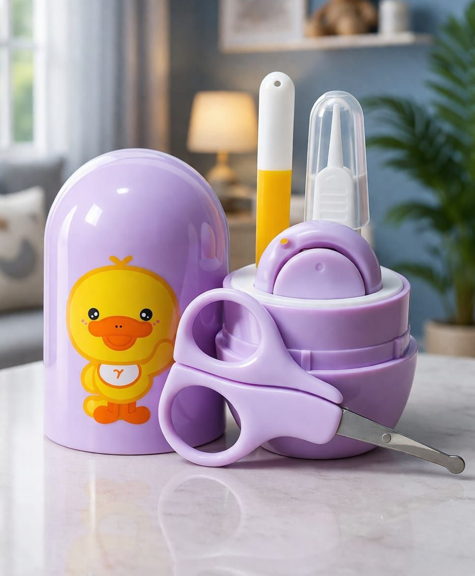 Kritiu 4 in 1 Baby Nail Clipper kit with Cute Case Nail Clipper Scissors Tweezers & Baby Nail File Set for Kids Grooming Kit Print May Vary - Peach-image-11