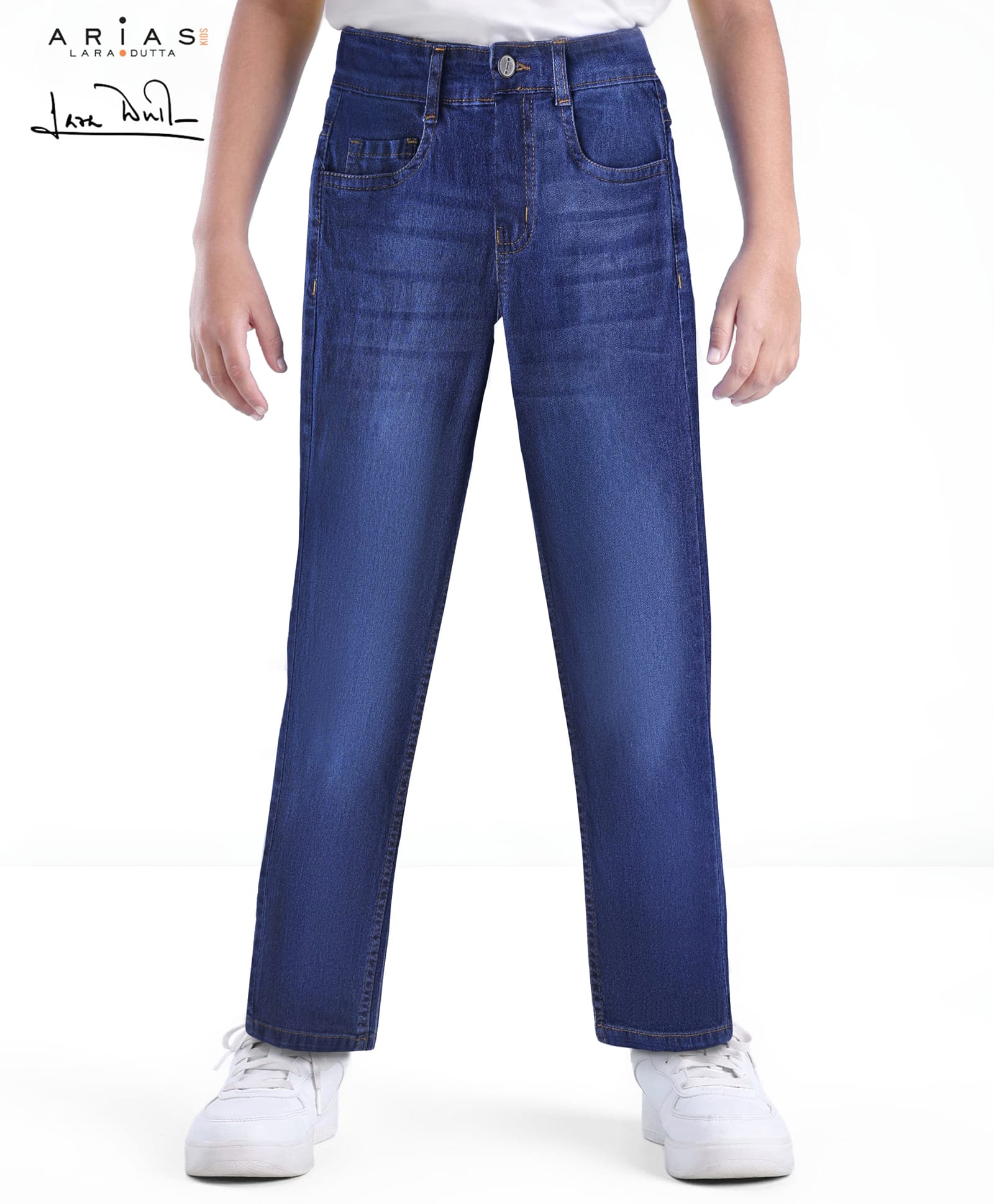 Arias Denim Woven Stretchable Solid Jeans- Dark Wash-image-37