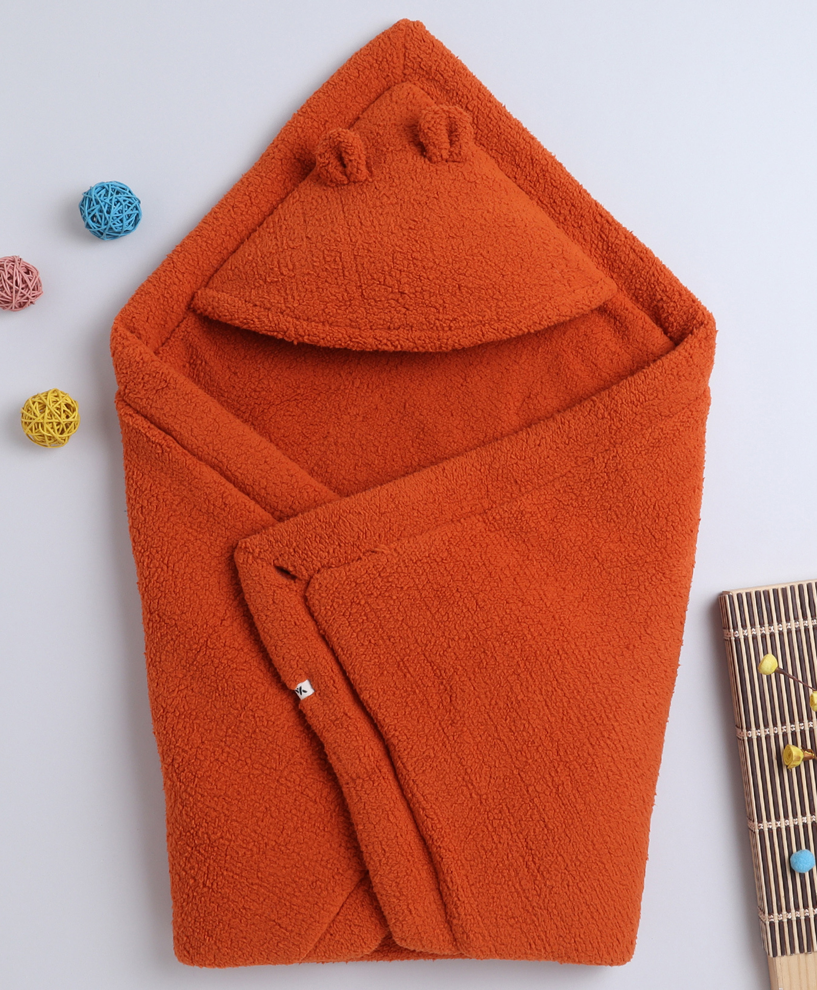 Yellow Apple Hooded Blanket cum Wrapper - Rust-image-15