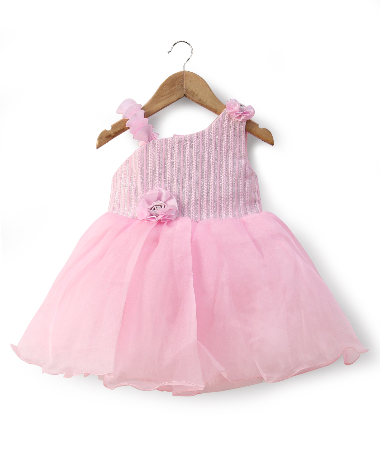 Bluebell T-issue Woven Sleeveless Frock with Floral Applique - Pink-picture-25