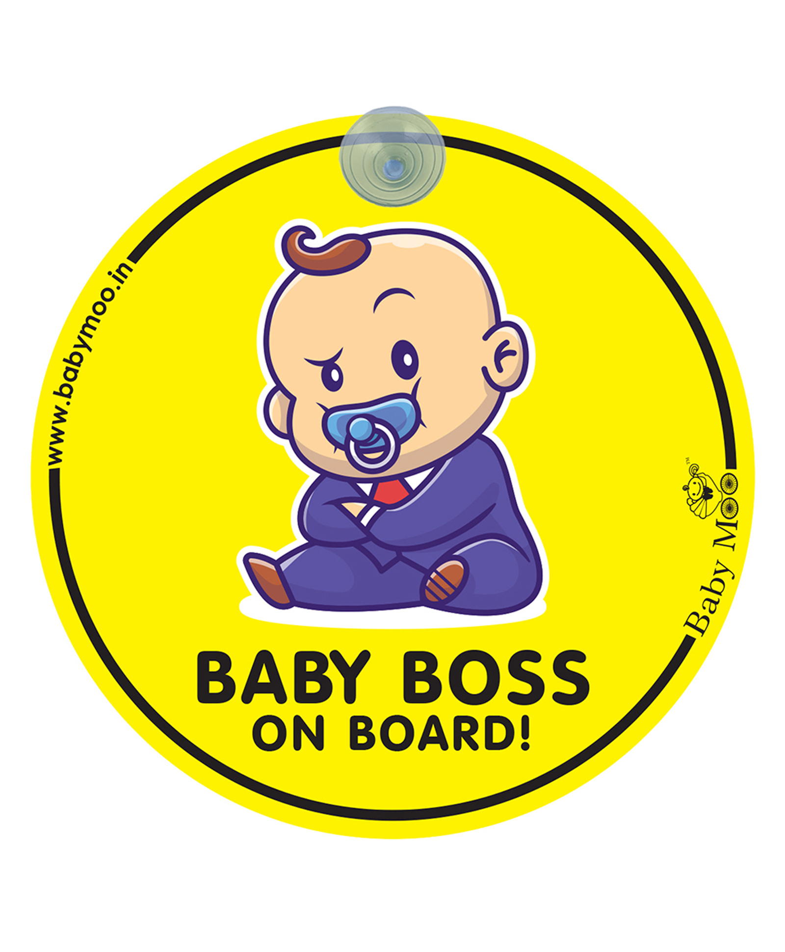 Baby Moo Baby Boss Car Safety Sign With Vacuum Suction Cup Clip Single - Black-picture-1