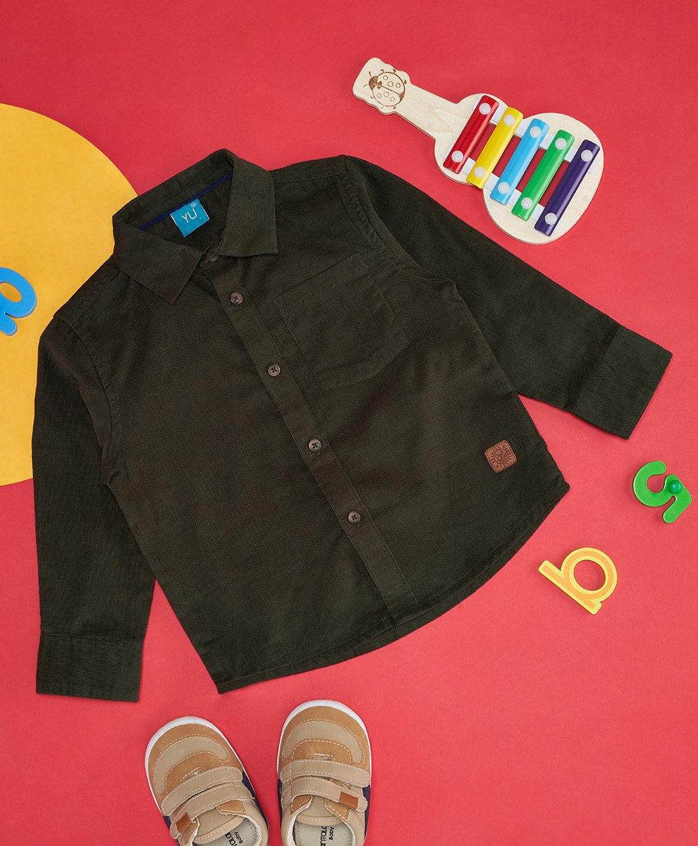 YU by Pantaloons Cotton Full Sleeves SolidShirt - Green-picture-30